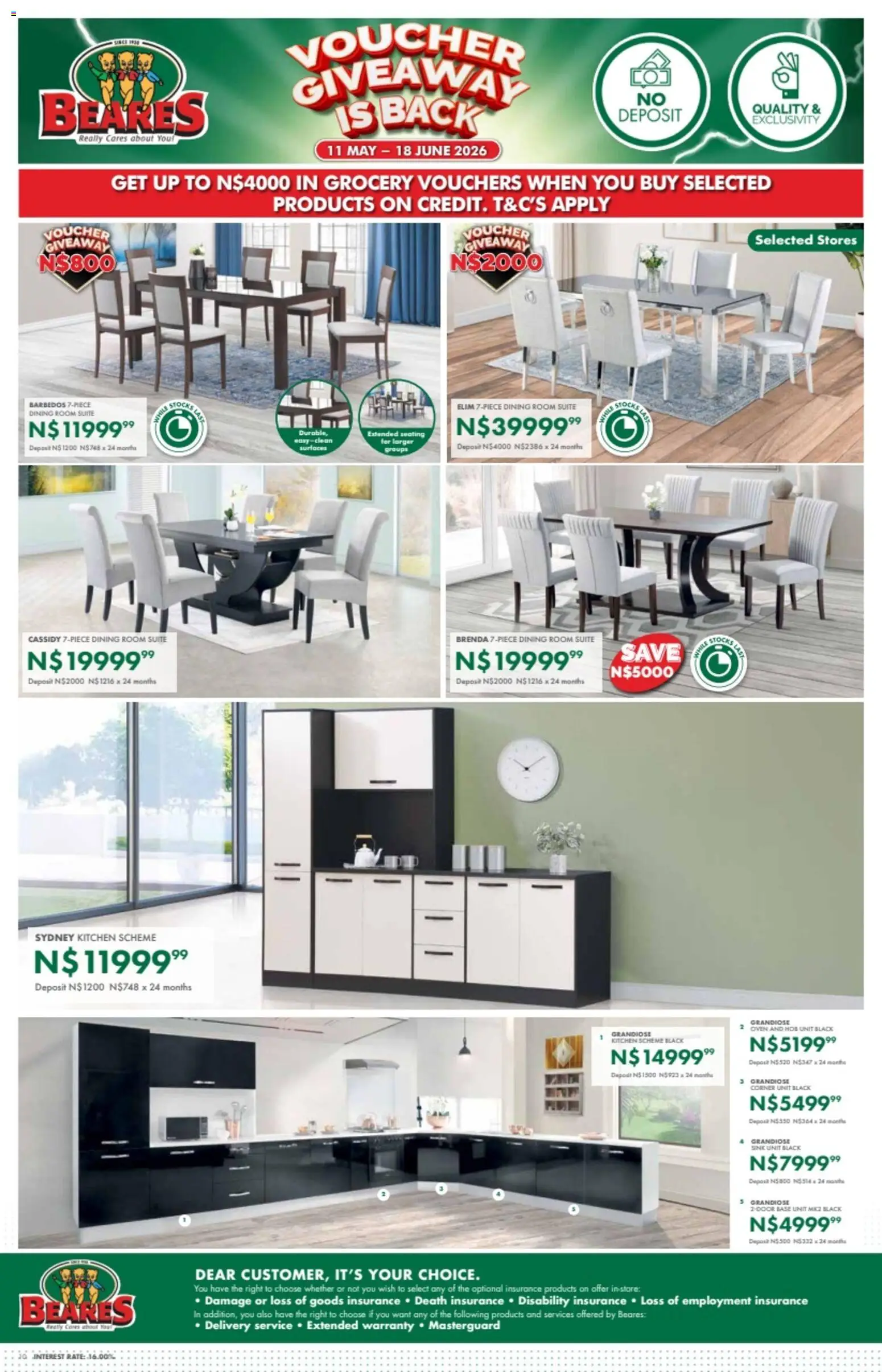 New Beares catalogue – valid from 11.05.2026 | Page: 10 | Products: Oven, Dining room suite