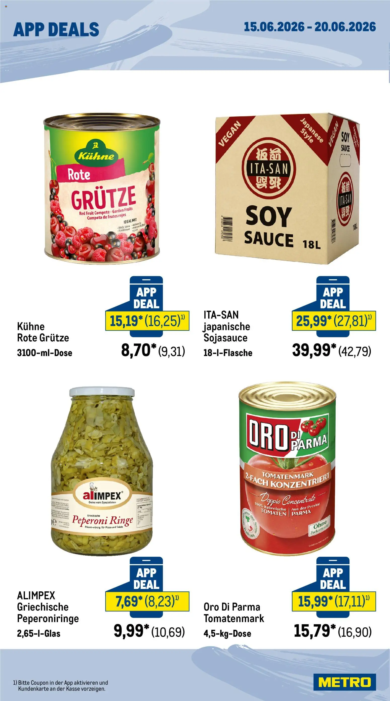 Metro App Deals – gültig ab 15.06.2026 | Seite: 4 | Produkte: Tomaten, Oro di parma, Pizza, Eis