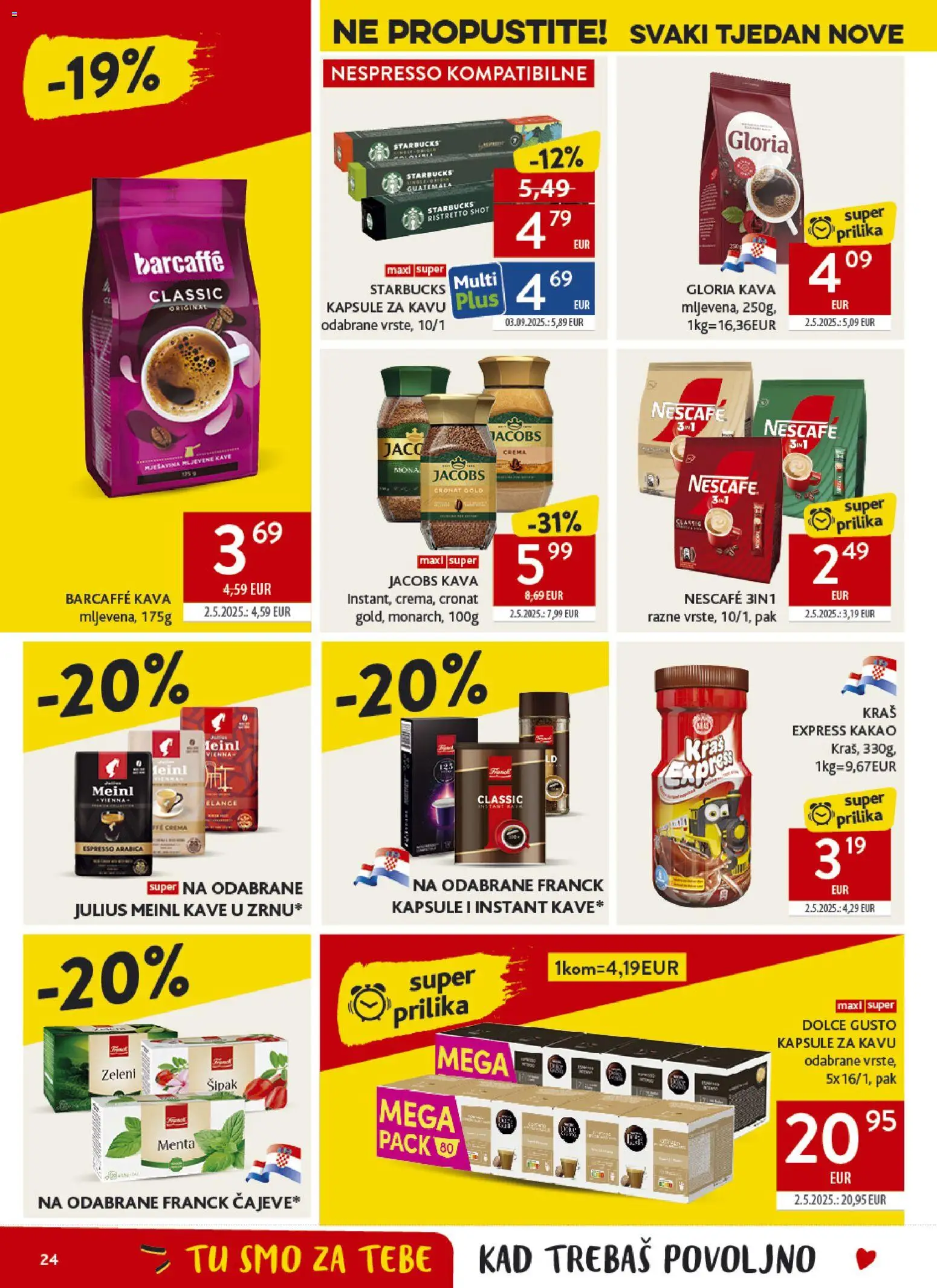 Konzum HR akciós ujság - amely érvényes a következő dátumtól: 08.04.2026 | Oldal: 24 | Termékek: Dolce Gusto, Nescafé, Kávé