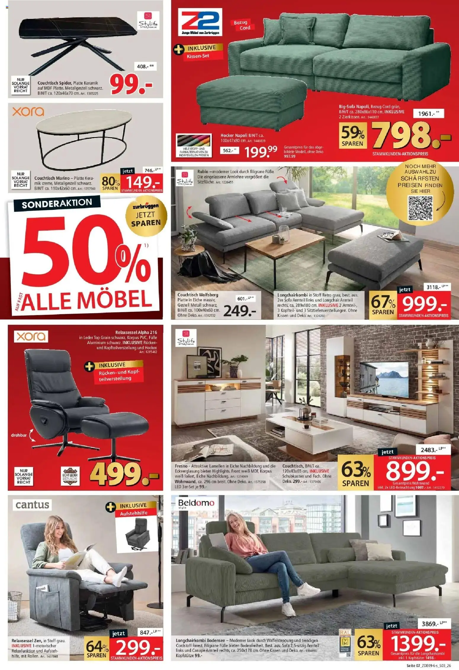 Zurbrüggen Prime Shopping week (ab 05.09.2026) zum Blättern | Seite: 7 | Produkte: Hocker, Relaxsessel, Wohnwand, Kissen