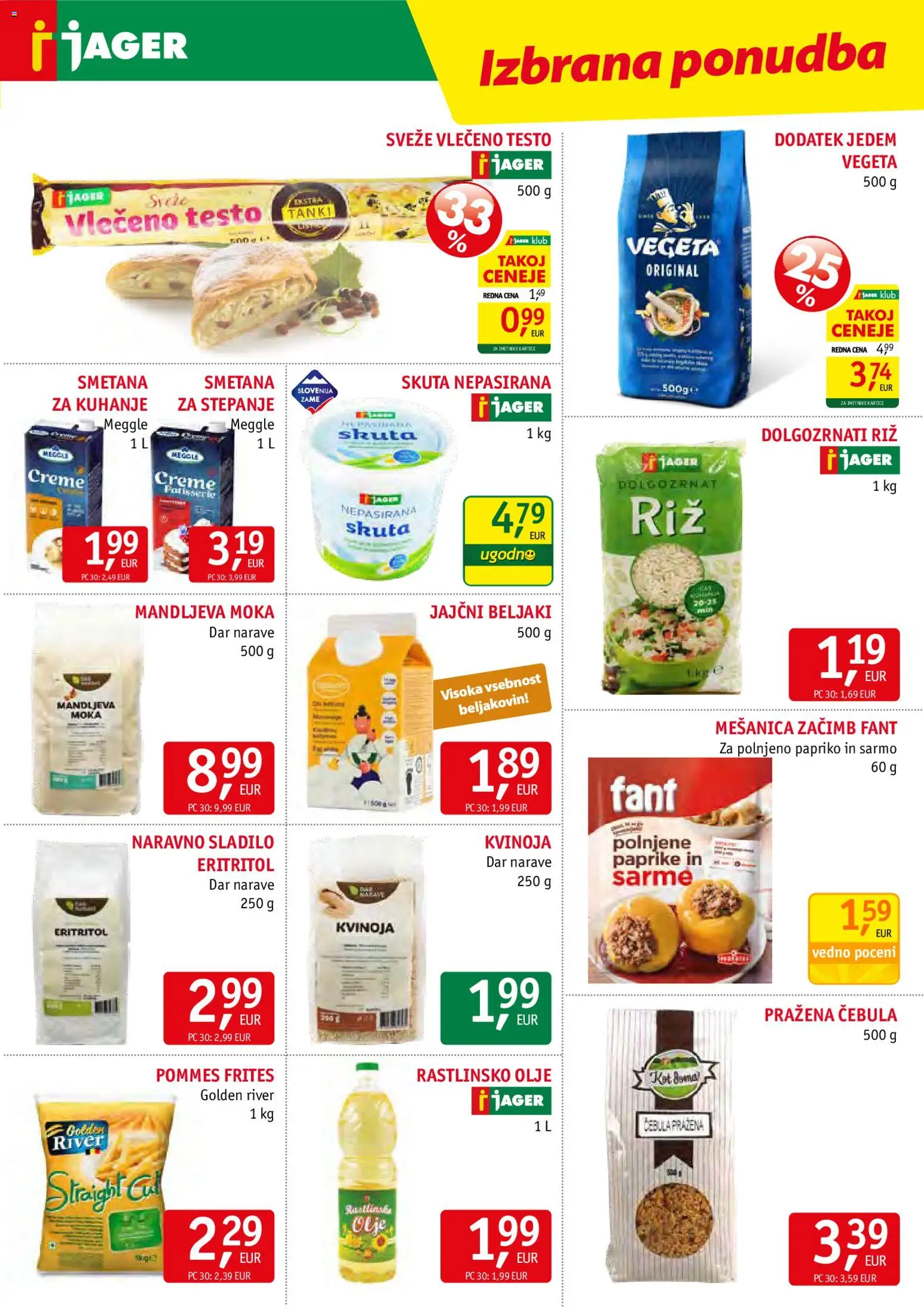 Novi Jager katalog ponudbe – veljaven od 19.08.2026 | Stran: 7 | Izdelki: Moka, Olje, Smetana, Skuta