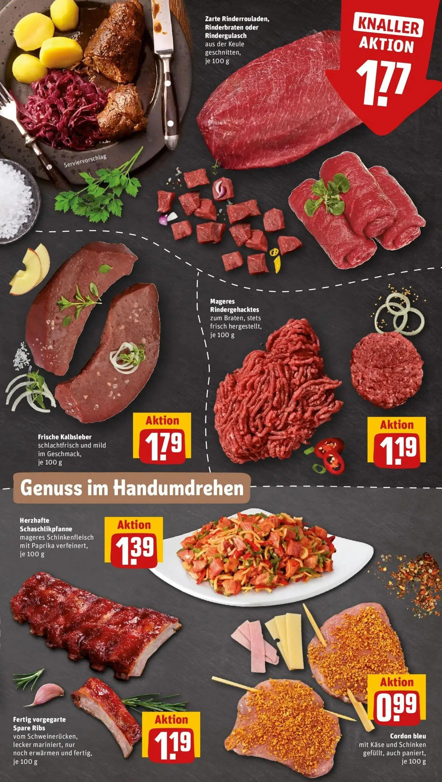 REWE Prospekt ab 12.10.2026 zum Blättern » Angebote | Seite: 9 | Produkte: Rinderbraten, Käse, Spare ribs, Kalbsleber
