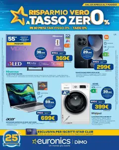 Anteprima del volantino Euronics volantino Risparmio vero il tasso 0 valido a partire dal 23.04.2026