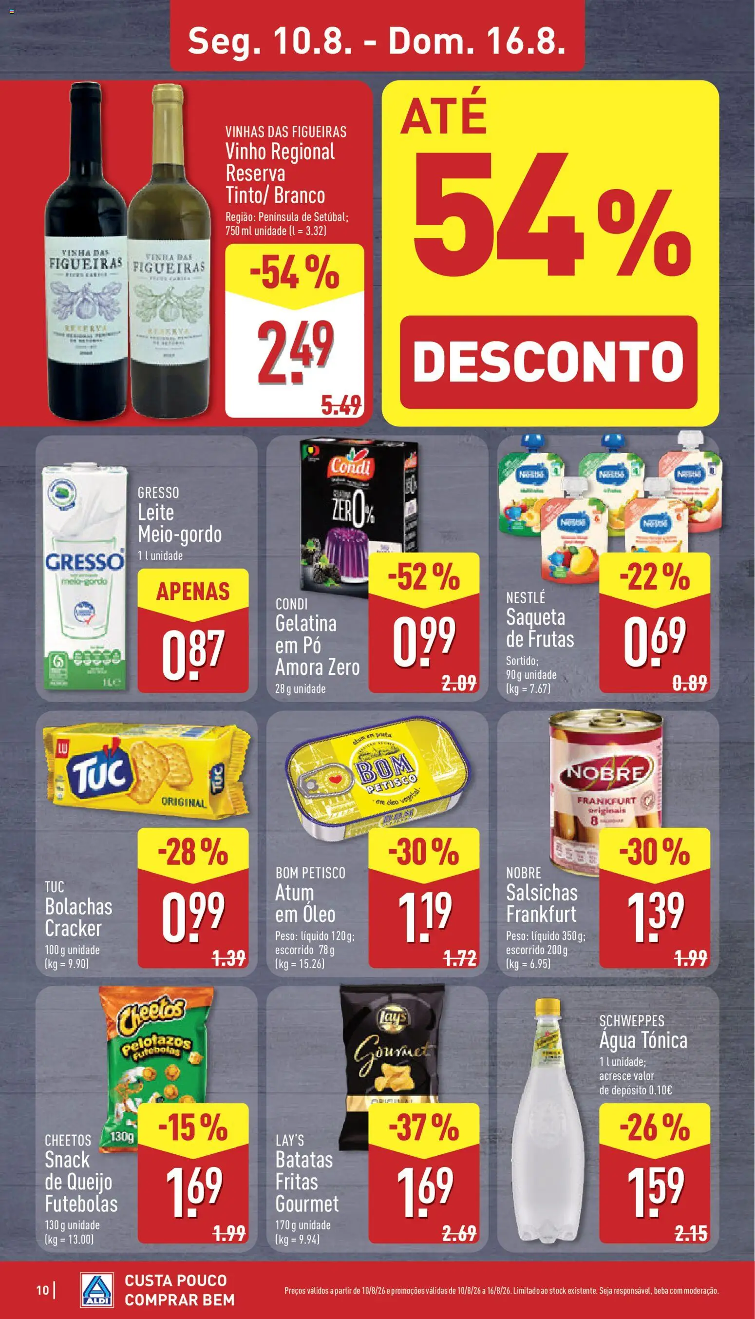 Aldi folheto │ válido de 10/08/2026 | Página: 10 | Produtos: Pó, Queijo, Vinho, Batatas fritas