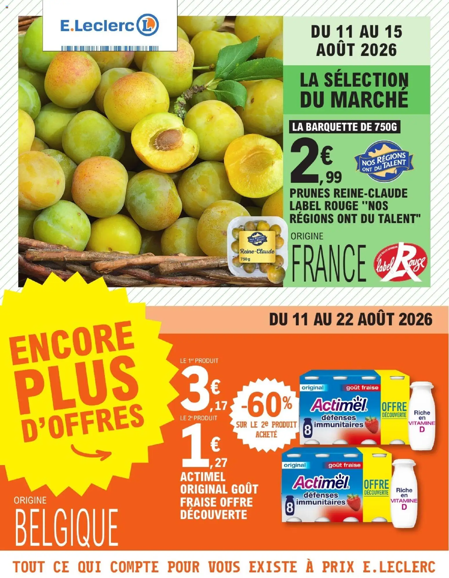 {H1} | Page: 1 | Produits: Fraise, Actimel, Prunes
