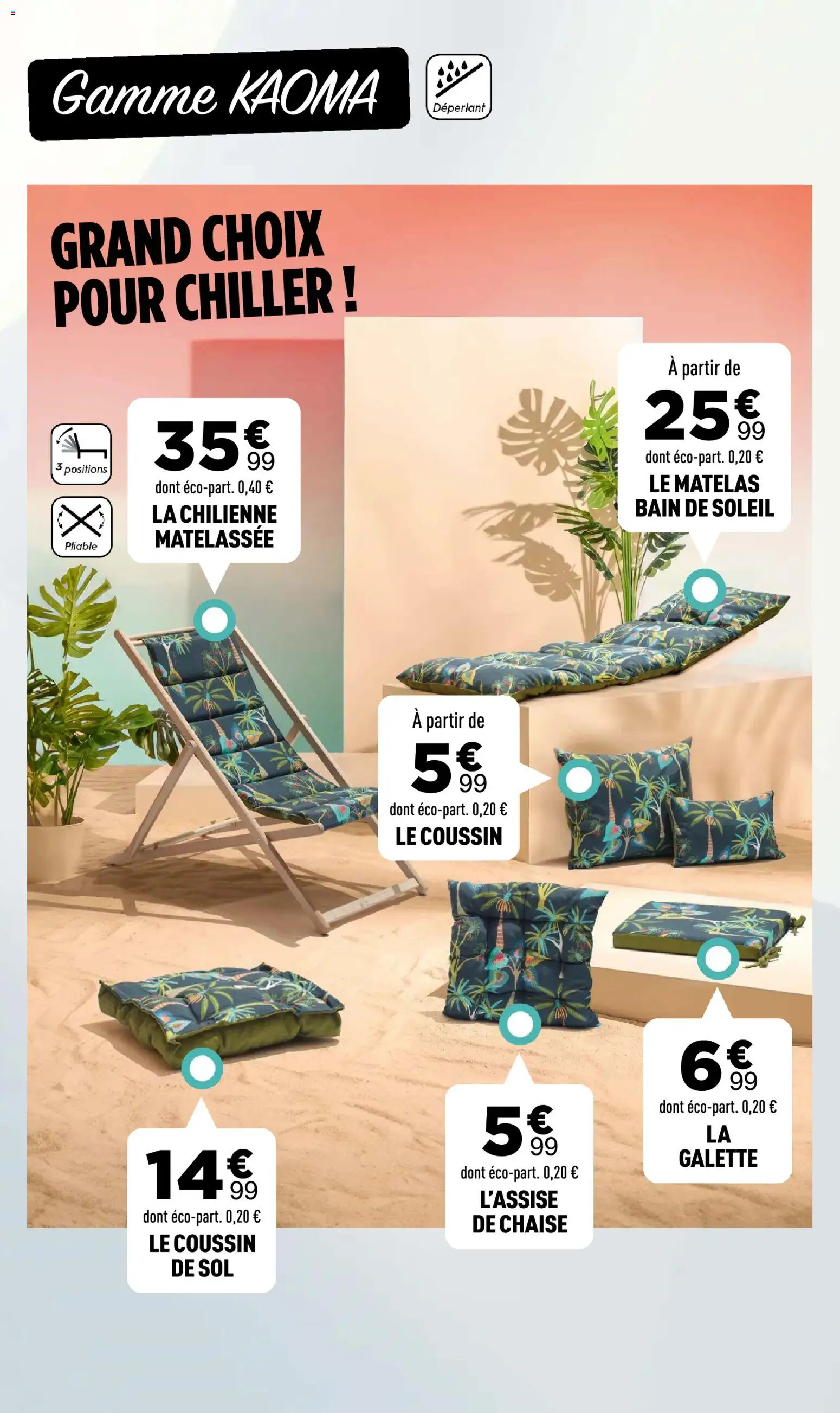 {H1} | Page: 5 | Produits: Bain de soleil, Matelas, Chaise, Chilienne