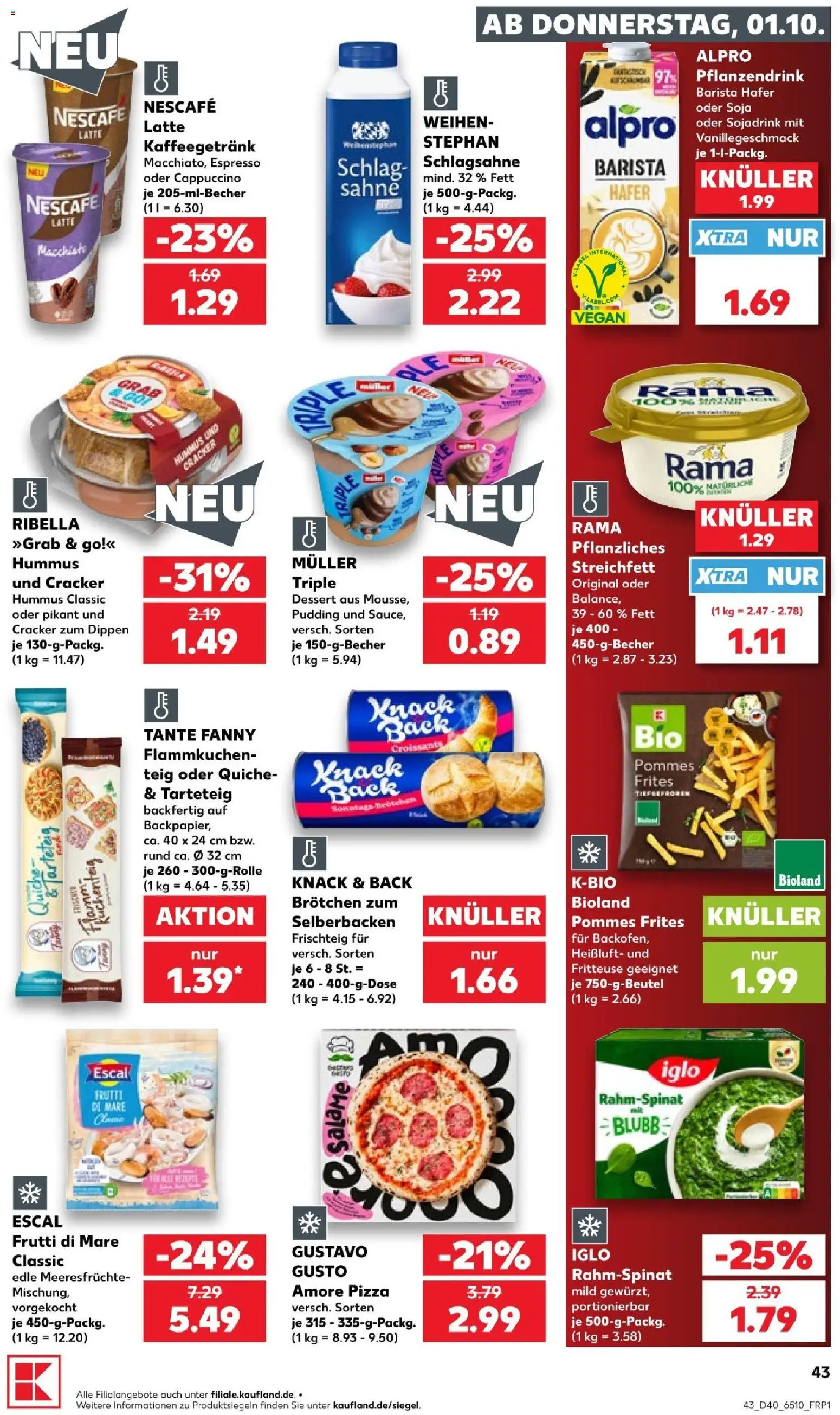 Kaufland Prospekt Köln – gültig ab 01.10.2026 | Seite: 47 | Produkte: Pommes, Croissant, Hummus, Sahne