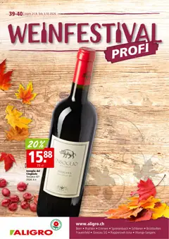 Aligro aktionen Wein Schlieren, Gossau SG, Frauenfeld, Rapperswil-Jona, Sargans, Bern ab 21.09.2026 gültig