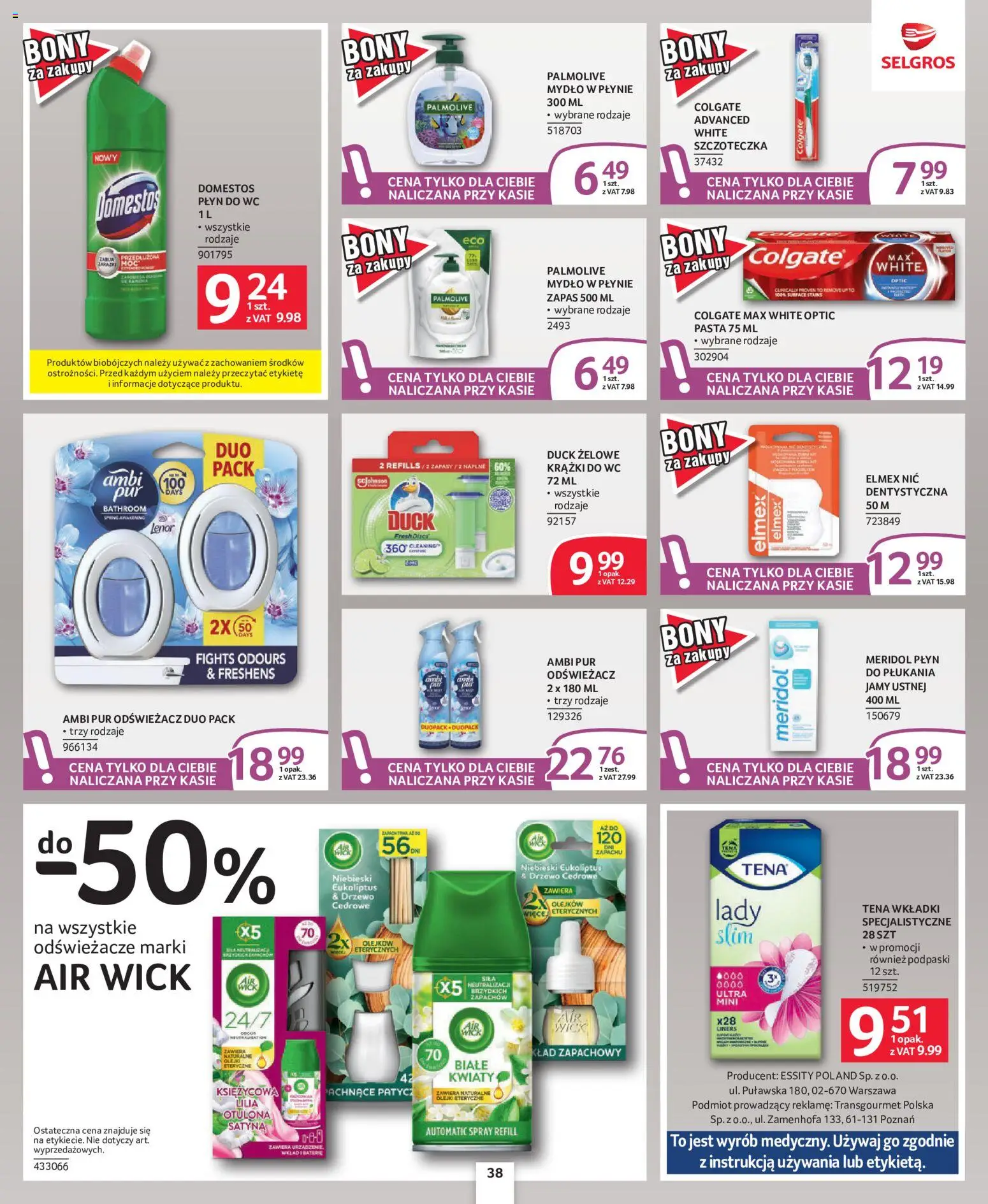 Selgros cash&carry gazetka - Oferta dla profesjonalistów od 08.10.2026 | Strona: 34 | Produkty: Odświeżacz, Pasta, Mydło, Kwiaty