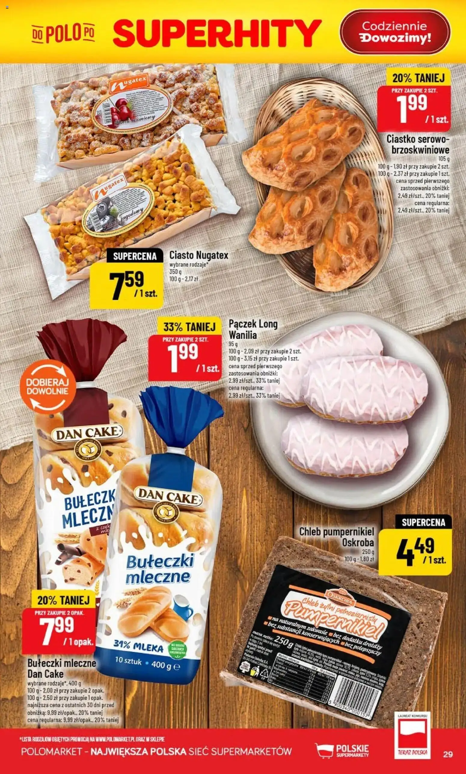 Nowa POLOmarket gazetka od jutra 26.08.2026 | Strona: 29 | Produkty: Mleka, Piekarnia, Pączek, Chleb
