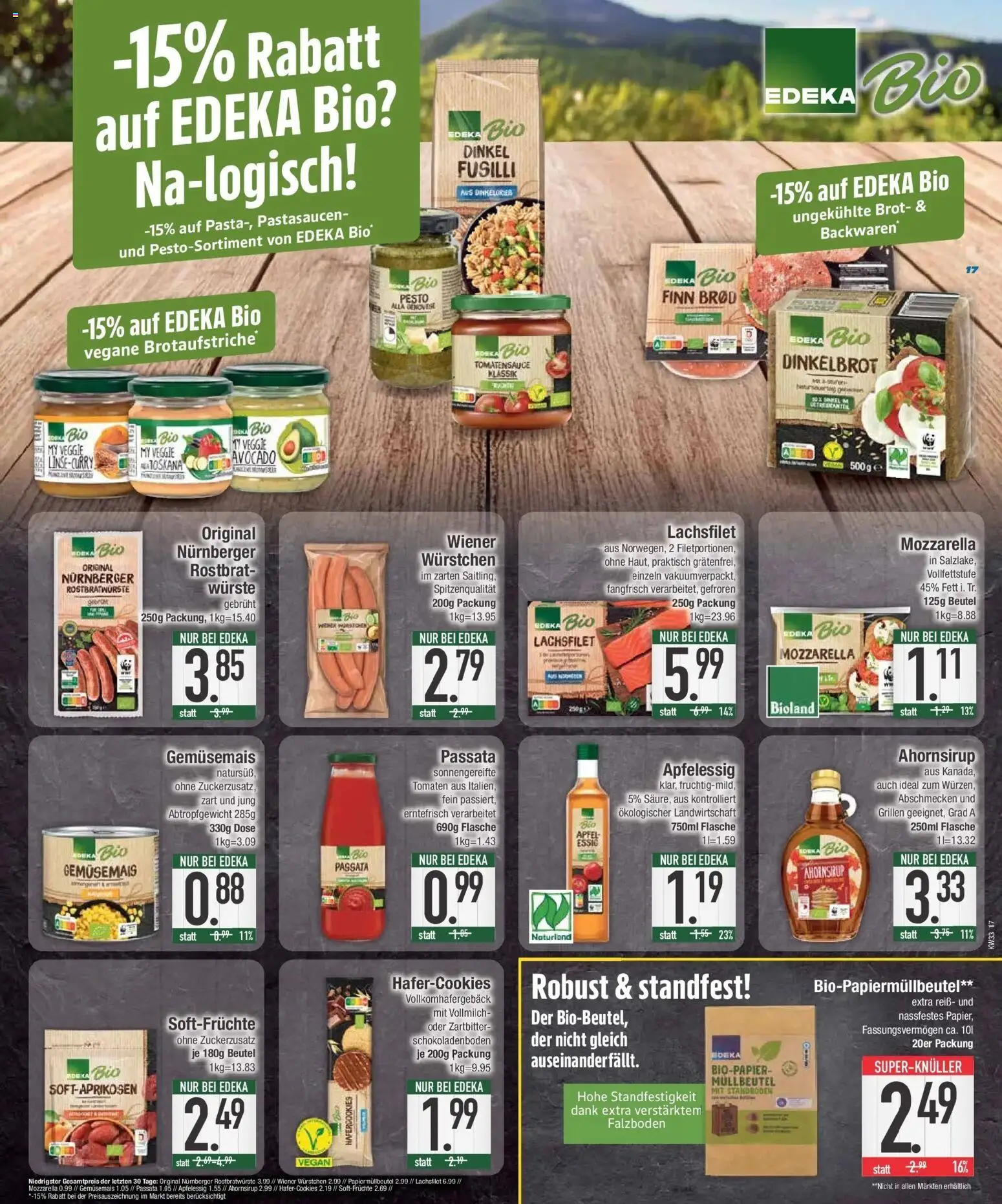 E center Prospekt München (ab 10.08.2026) zum Blättern | Seite: 17 | Produkte: Wiener wurstchen, Essig, Äpfel, Brot