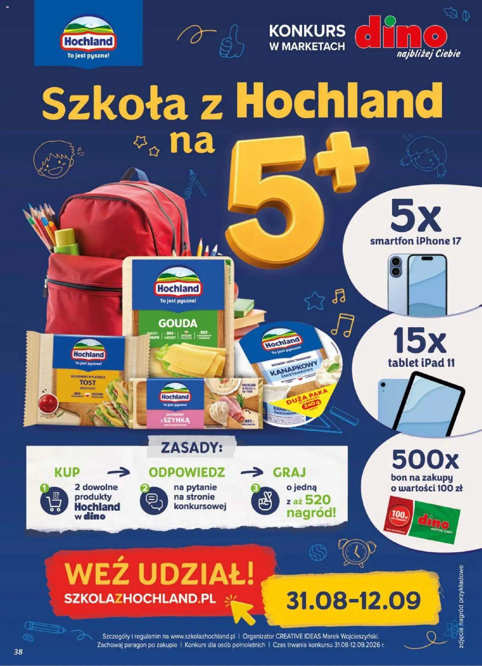 Dino gazetka od 02.09.2026 | Strona: 38 | Produkty: Smartfon, Tablet, Szynka, Ser