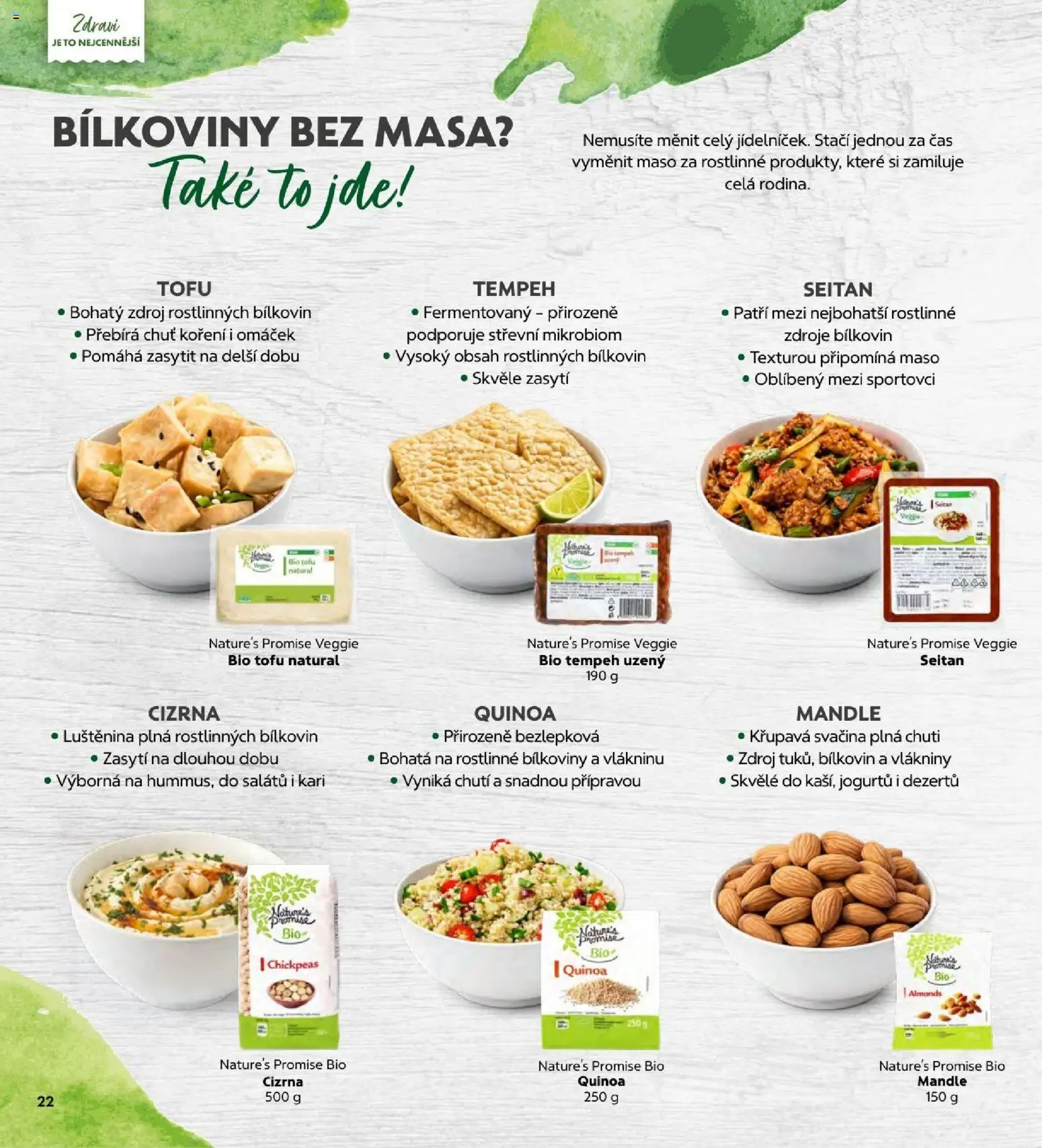 Albert magazín od 01.09.2026 | Strana: 22 | Produkty: Tofu, Seitan, Mandle, Quinoa