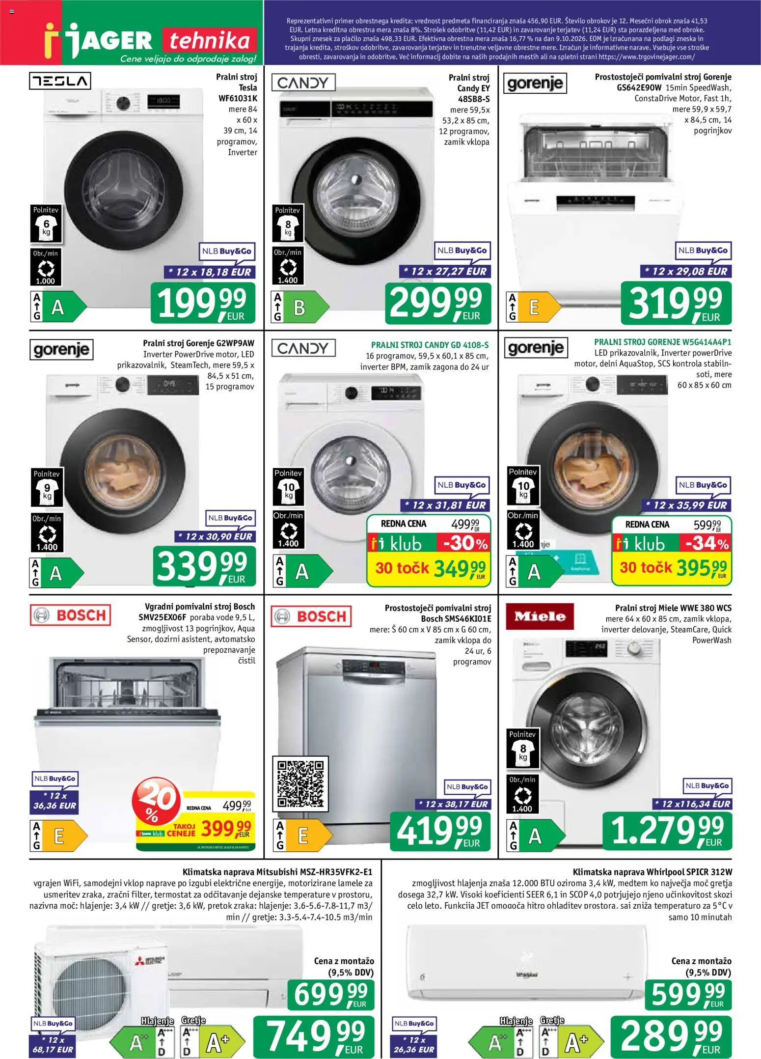 Novi Jager katalog ponudbe – veljaven od 21.10.2026 | Stran: 13 | Izdelki: Klimatska naprava, Pralni stroj, Pomivalni stroj, Vgradni pomivalni stroj