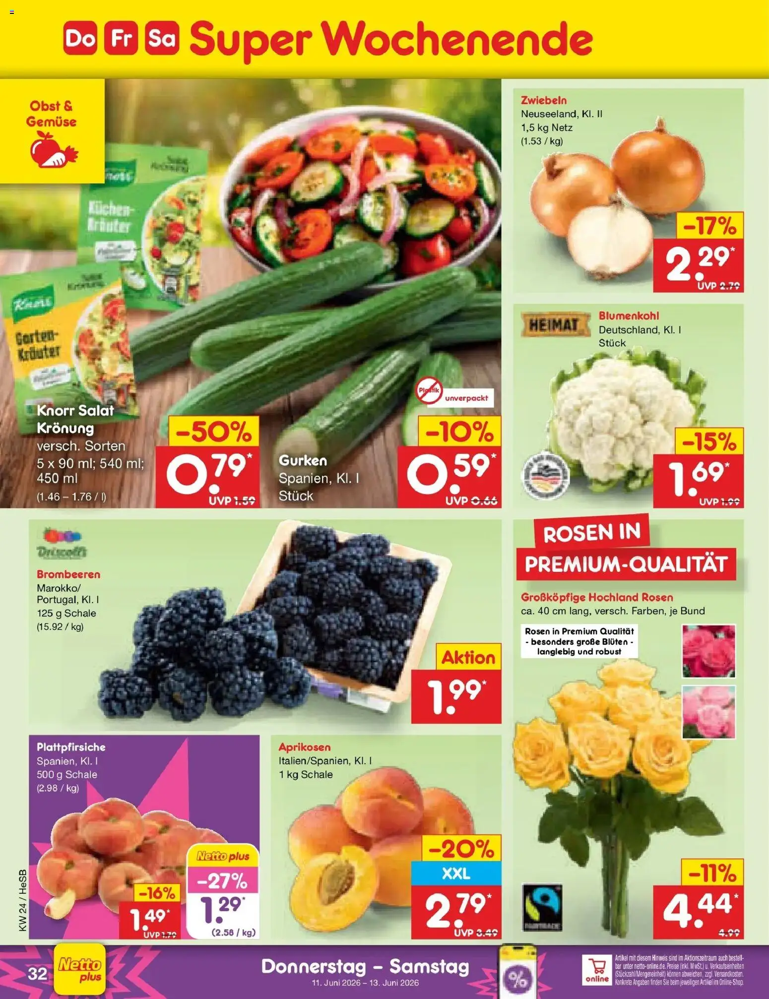Netto Marken-Discount Prospekt Hamburg – gültig ab 08.06.2026 | Seite: 52 | Produkte: Zwiebeln, Gemüse, Gurken, Salat