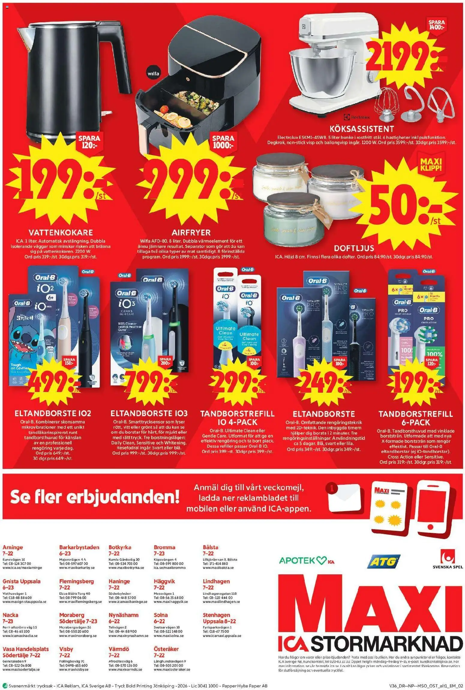 ICA Maxi reklamblad aktuell från 31/08/2026 | Sida: 14 | Produkter: Vattenkokare, Eltandborste, Doftljus, Spel