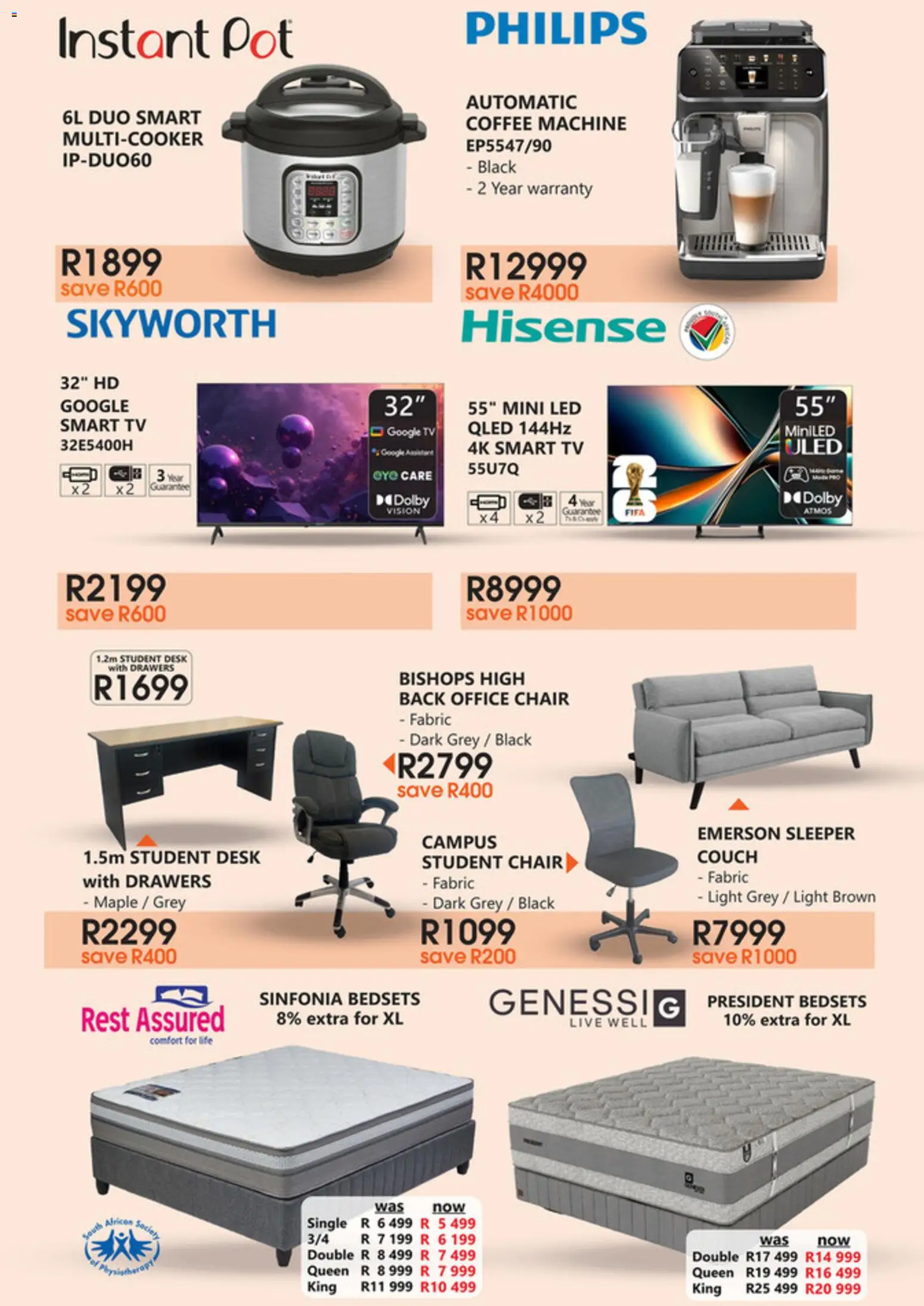 New Tafelberg Furnishers catalogue – valid from 03/07/2026 | Page: 3 | Products: Desk, Couch, TV, Light