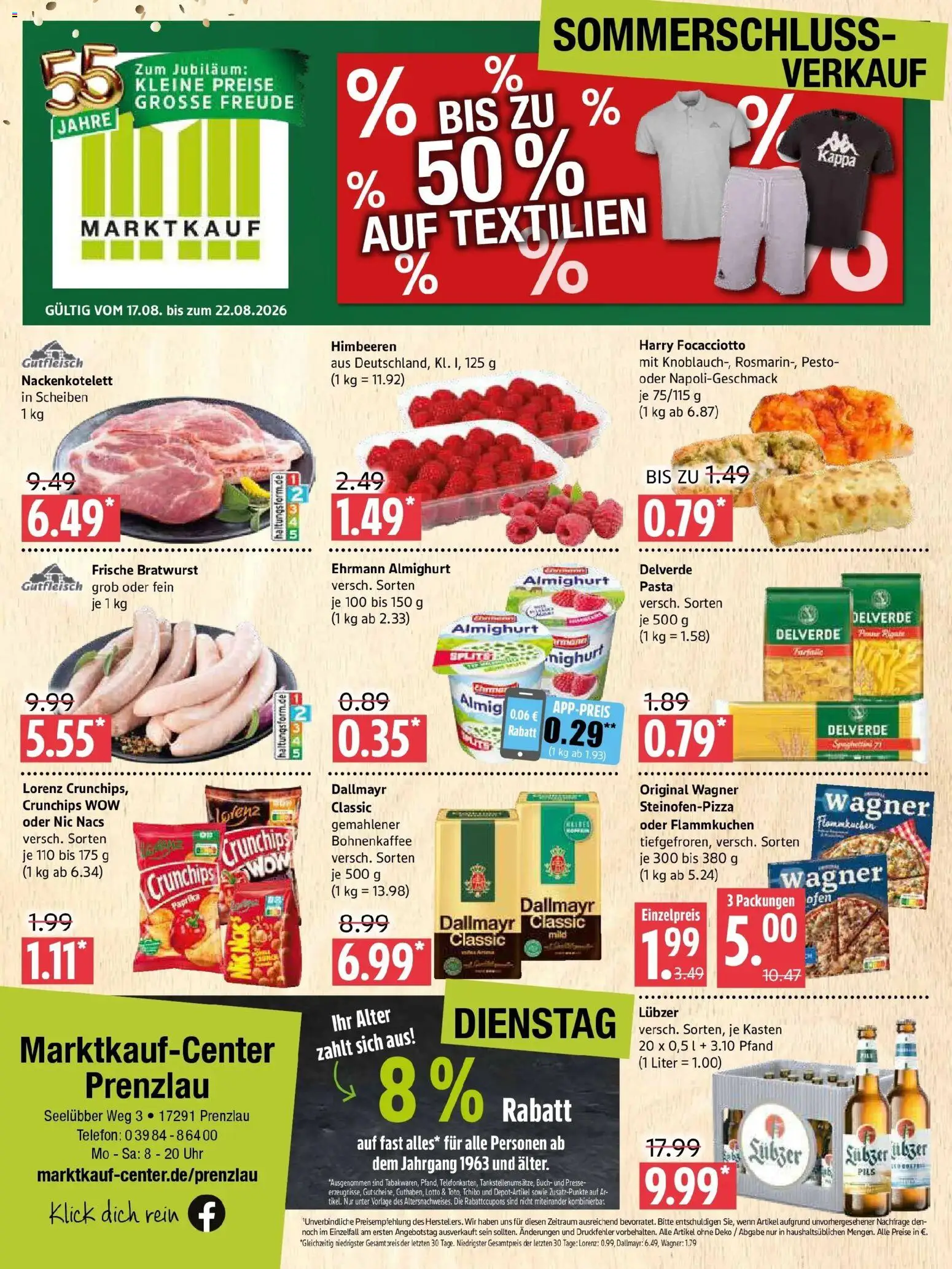 Marktkauf Prospekt Prenzlau (ab 17.08.2026) » Angebote online | Seite: 1 | Produkte: Dallmayr, Lubzer, Telefon, Uhr