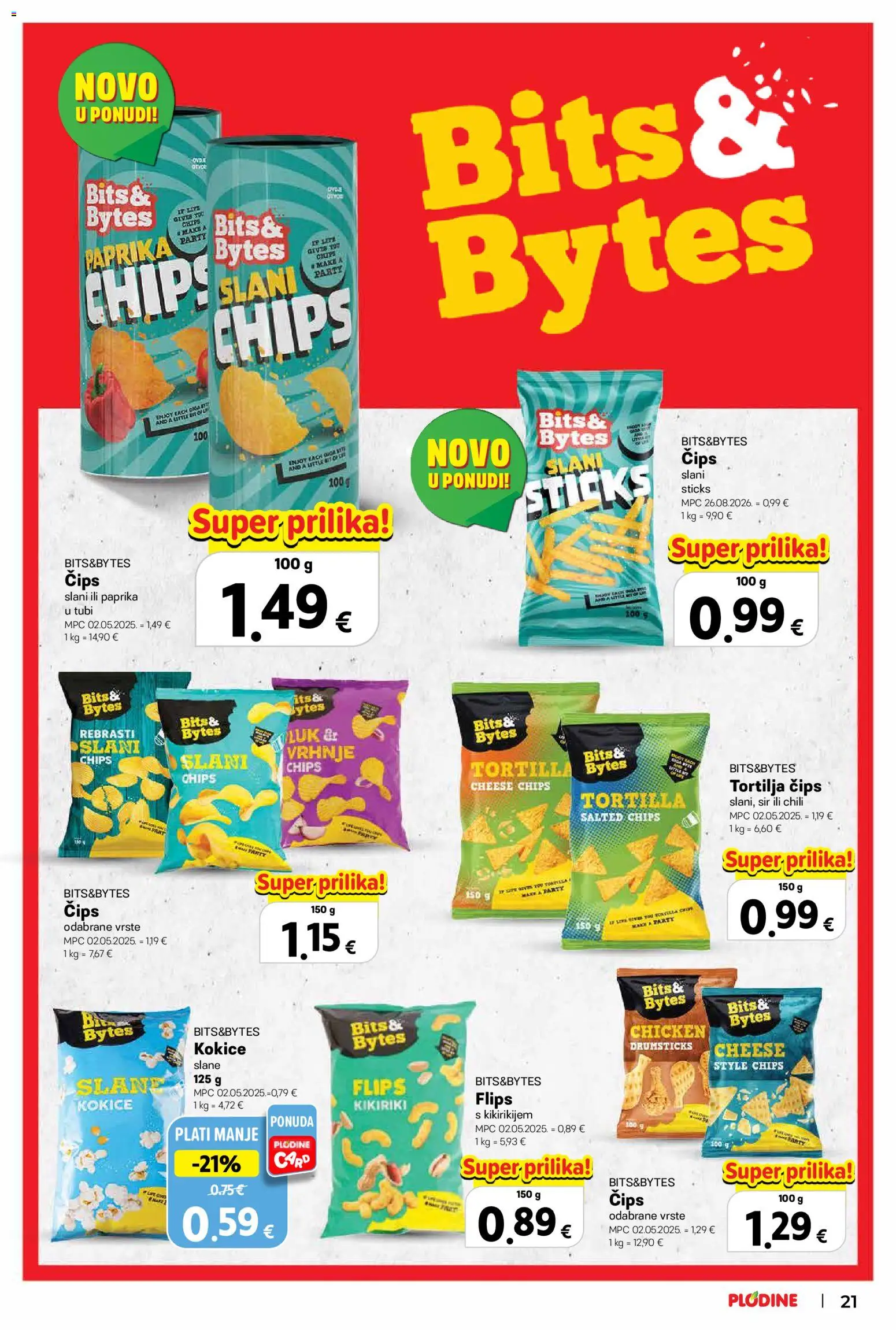 Plodine katalog | vrijedi od 22.10.2026 | Stranica: 21 | Proizvodi: Flips, Paprika, Čips, Luk