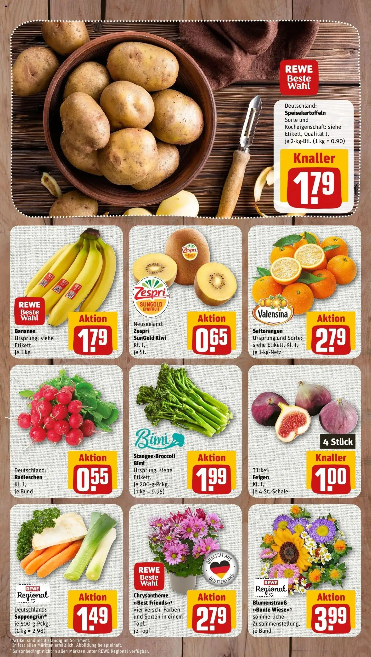 REWE Prospekt ab 07.09.2026 zum Blättern » Angebote | Seite: 4 | Produkte: Bananen, Valensina, Kiwi, Feigen