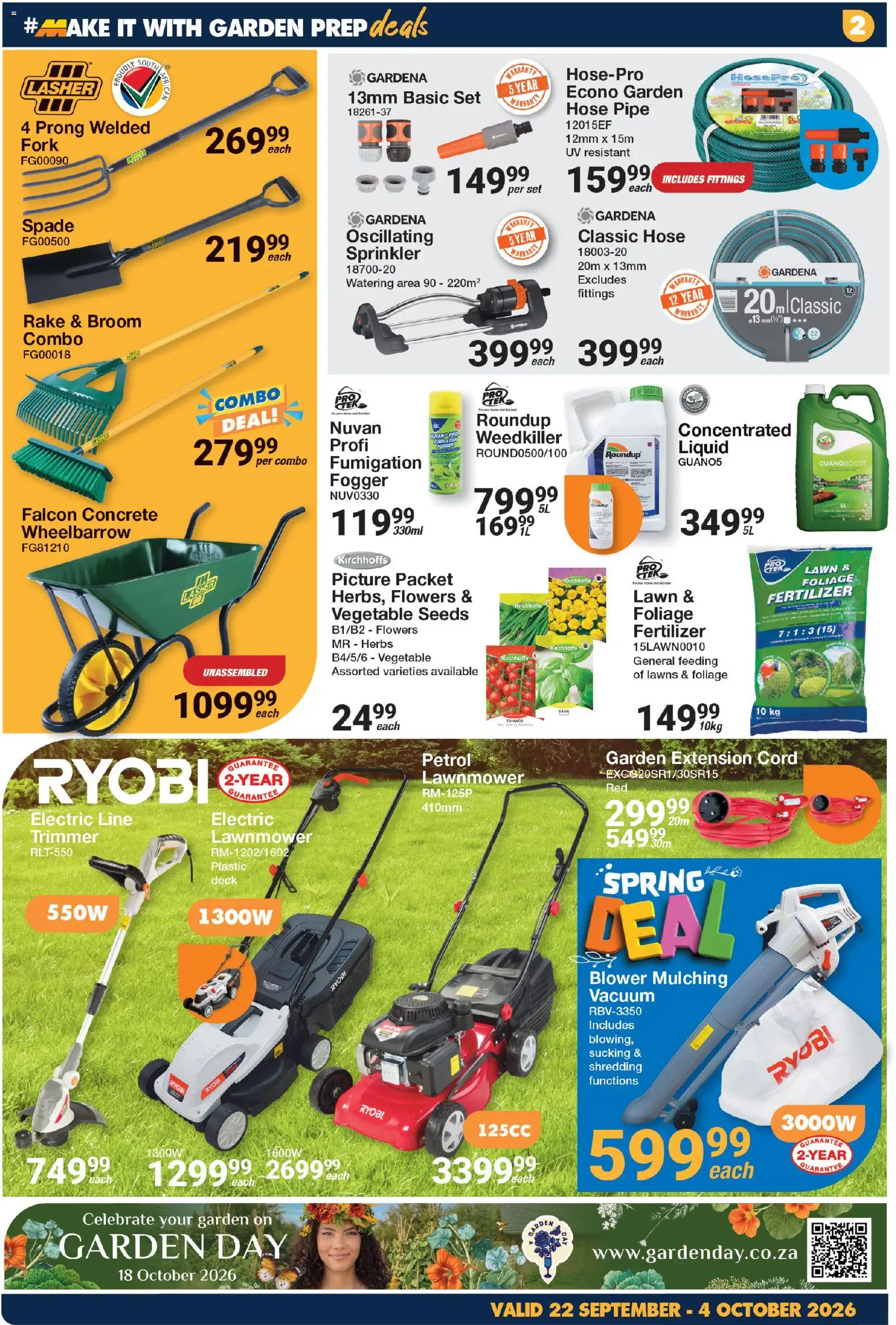 New MICA catalogue – valid from 22/09/2026 | Page: 2 | Products: Broom, Wheelbarrow, Herbs, Peach