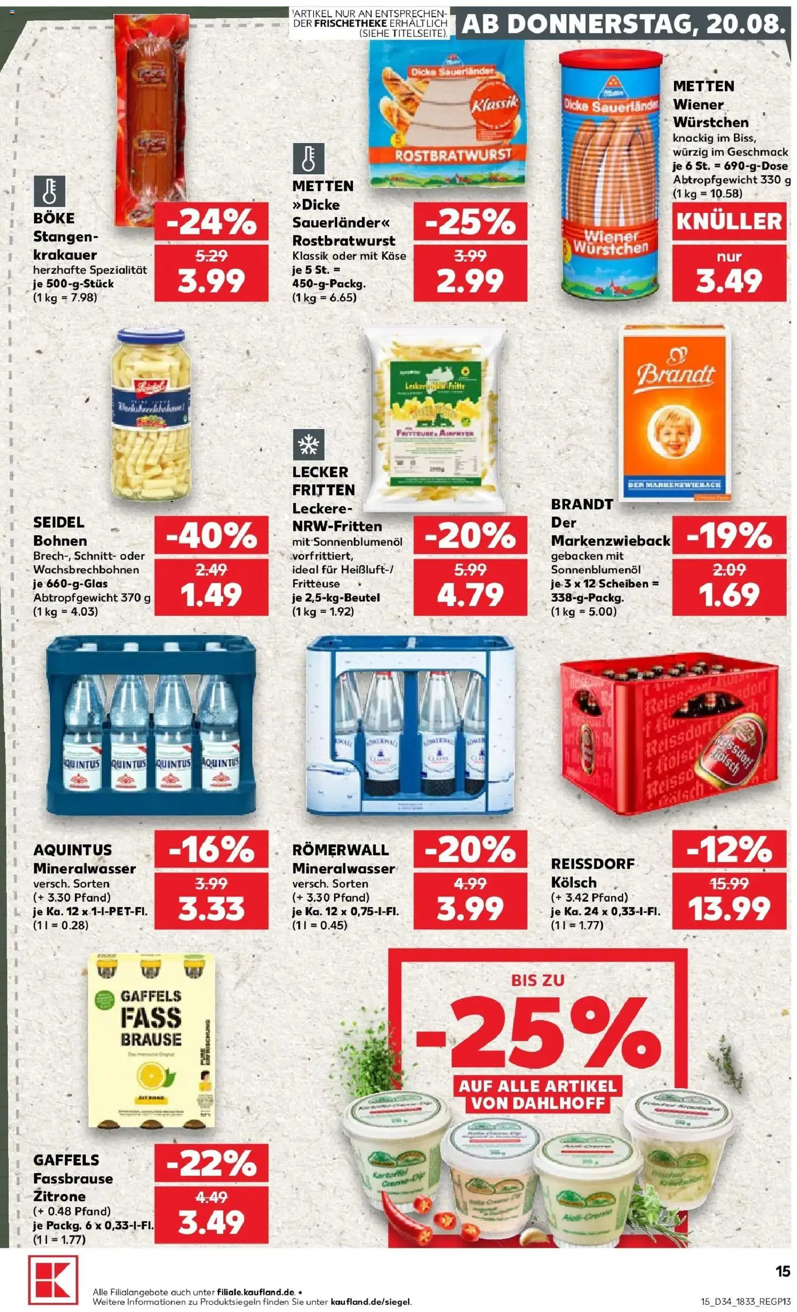 Prospekt Kaufland ab 20.08.2026 » Angebote Online zum Blättern | Seite: 15 | Produkte: Käse, Mineralwasser, Zitrone, Fritteuse