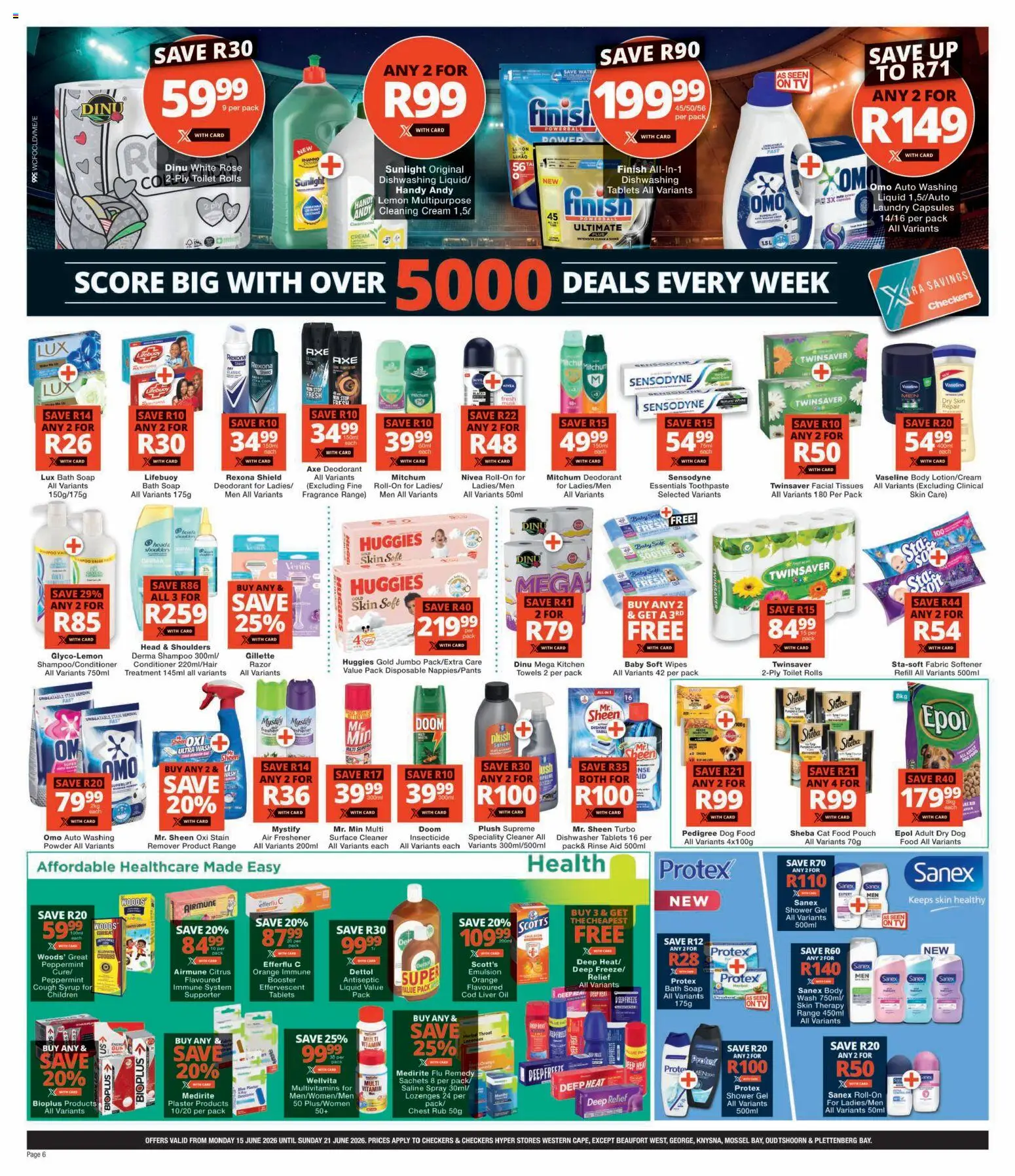New Checkers catalogue – valid from 15.06.2026 | Page: 6 | Products: Bath, Surface cleaner, Fabric softener, Lemon