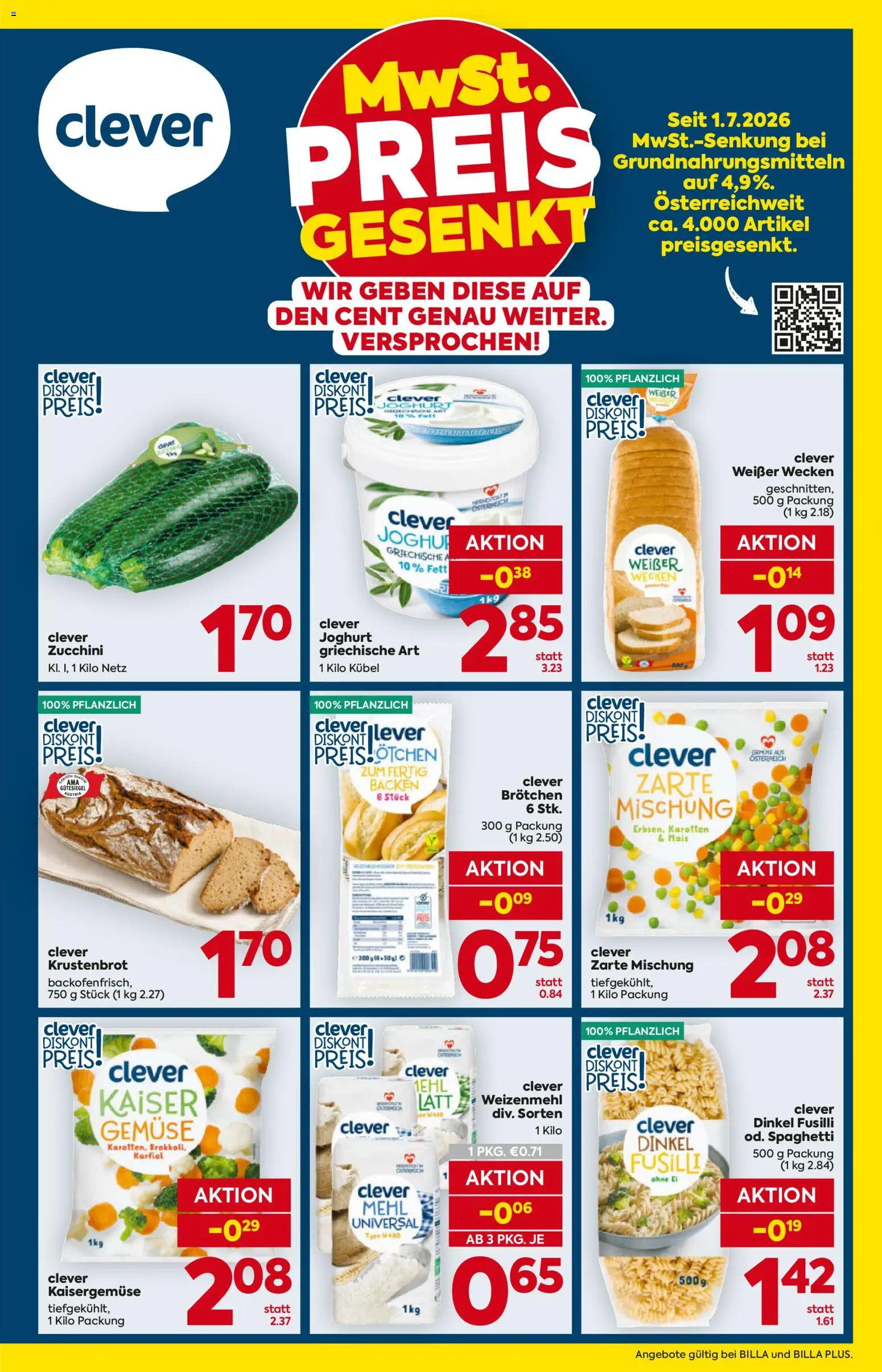 Billa - Flugblatt gültig ab 16.07.2026 | Seite: 3 | Produkte: Mais, Mehl, Zucchini, Joghurt