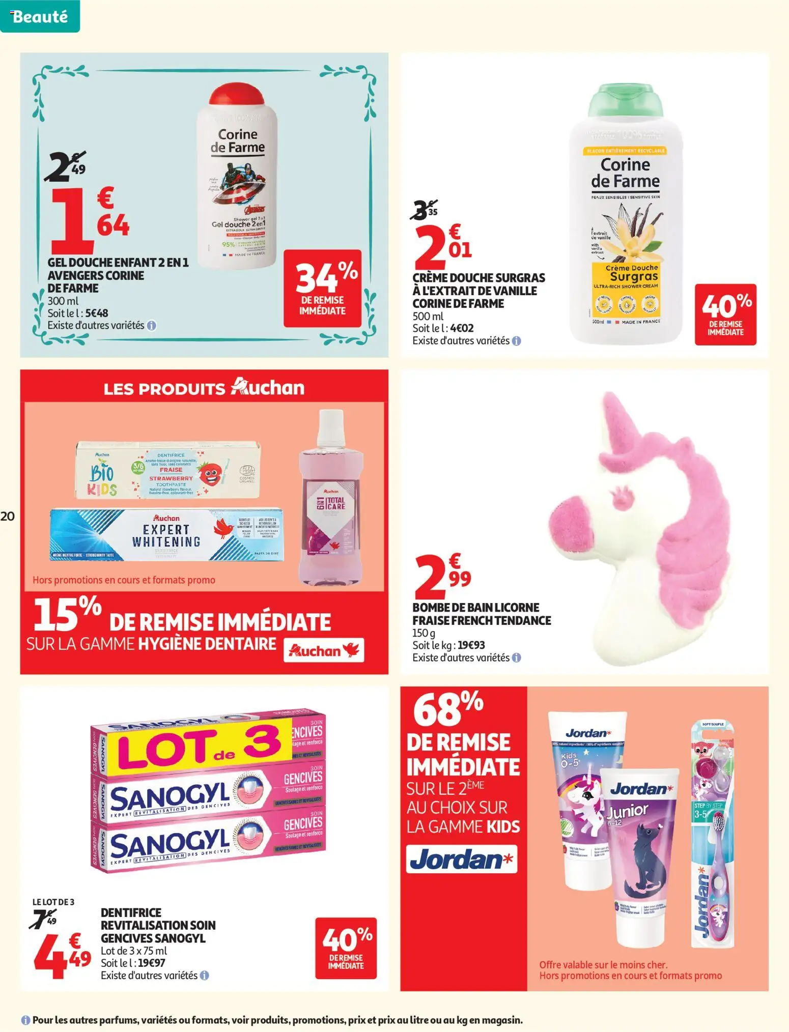 {H1} | Page: 20 | Produits: Gel douche, Dentifrice, Table, Crème