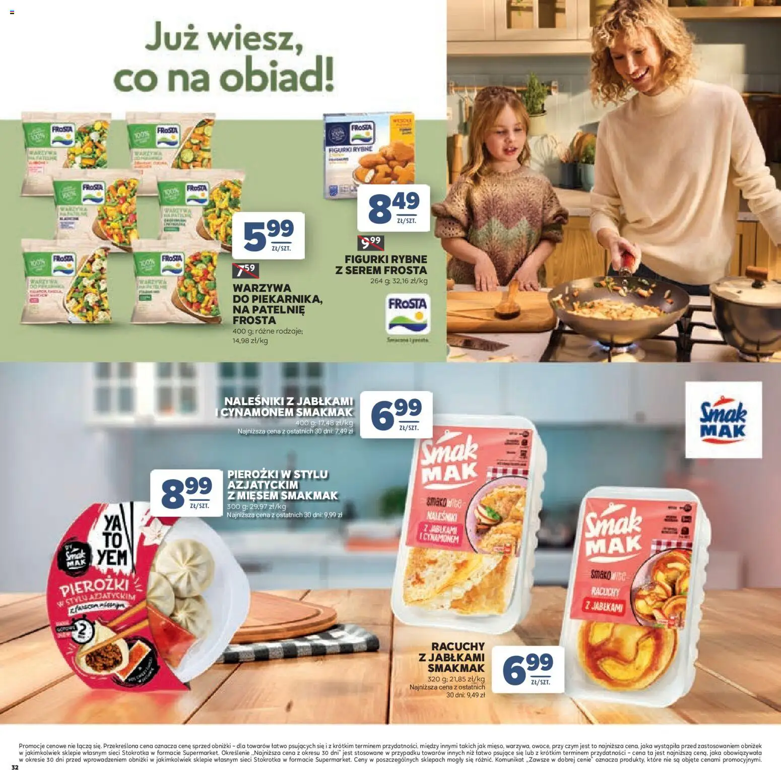 Stokrotka gazetka - Dzień Matki i Dziecka od 21.05.2026 | Strona: 32 | Produkty: Naleśniki z jabłkami, Figurki, Patelnie, Warzywa