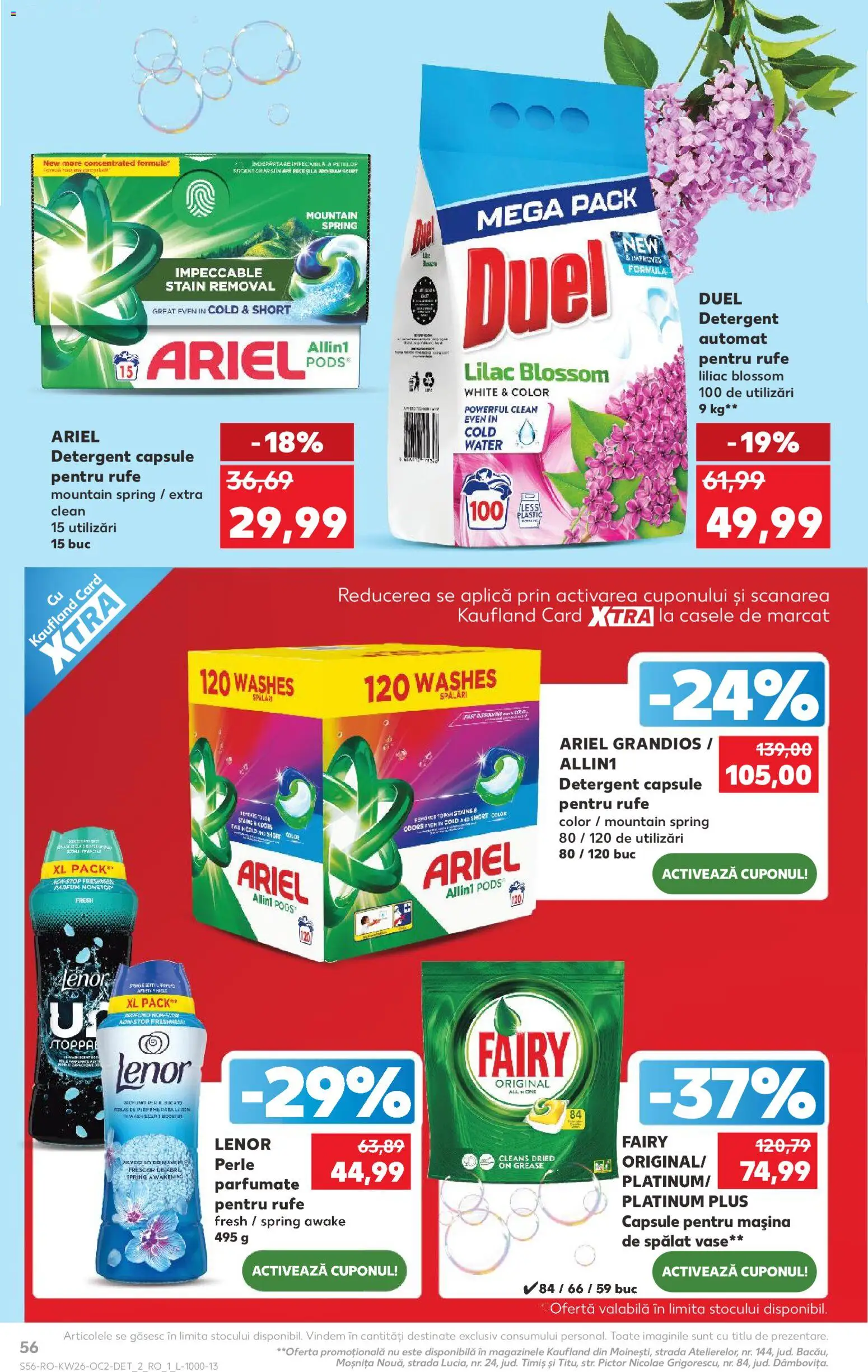Kaufland RO akciós ujság - amely érvényes a következő dátumtól: 2026.06.24. | Oldal: 56 | Termékek: Ariel, Parfüm