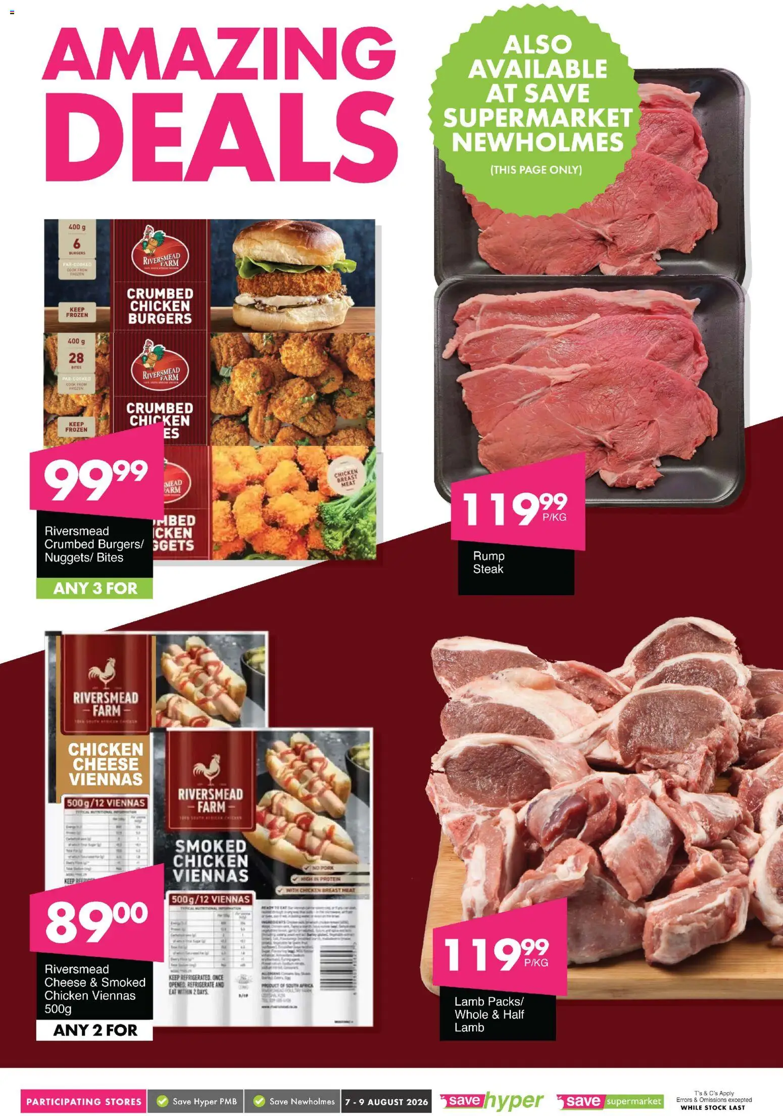 New Save catalogue – valid from 07/08/2026 | Page: 8 | Products: Rump steak, Steak, Cheese, Chicken