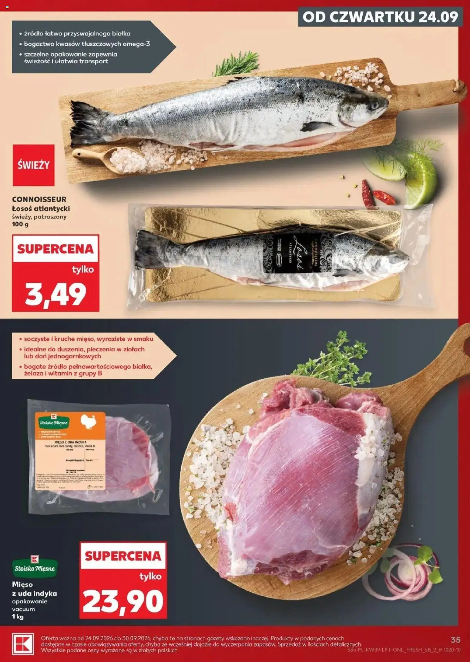 Kaufland gazetka od 24.09.2026 | Strona: 35 | Produkty: Łosoś atlantycki, Mięso, Gazety, Łosoś