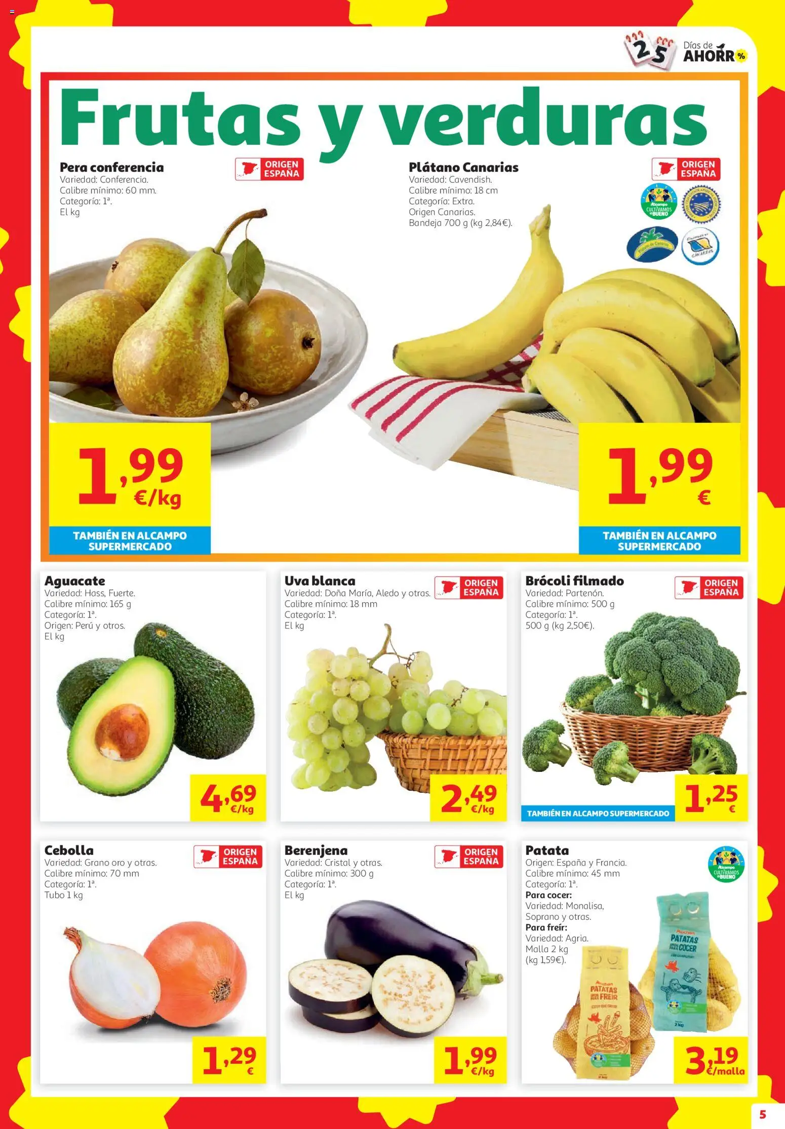 Alcampo HG Ferrol │ válido desde el 08/10/2026 | Página: 5 | Productos: Verduras, Berenjena, Cebolla, Brócoli