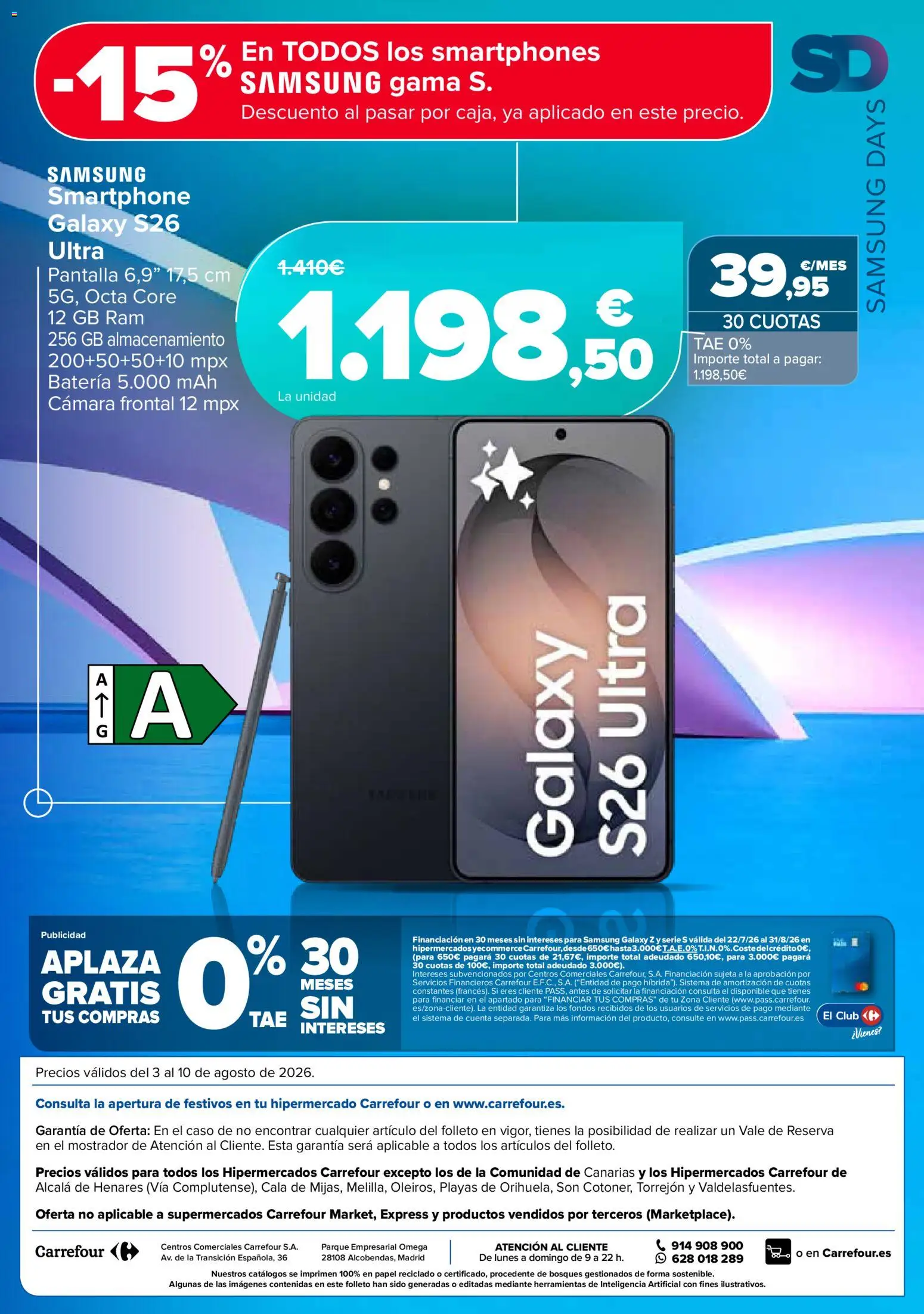 Carrefour Samsung Days │ válido desde el 03/08/2026 | Página: 8 | Productos: Smartphone, Cámara, Batería