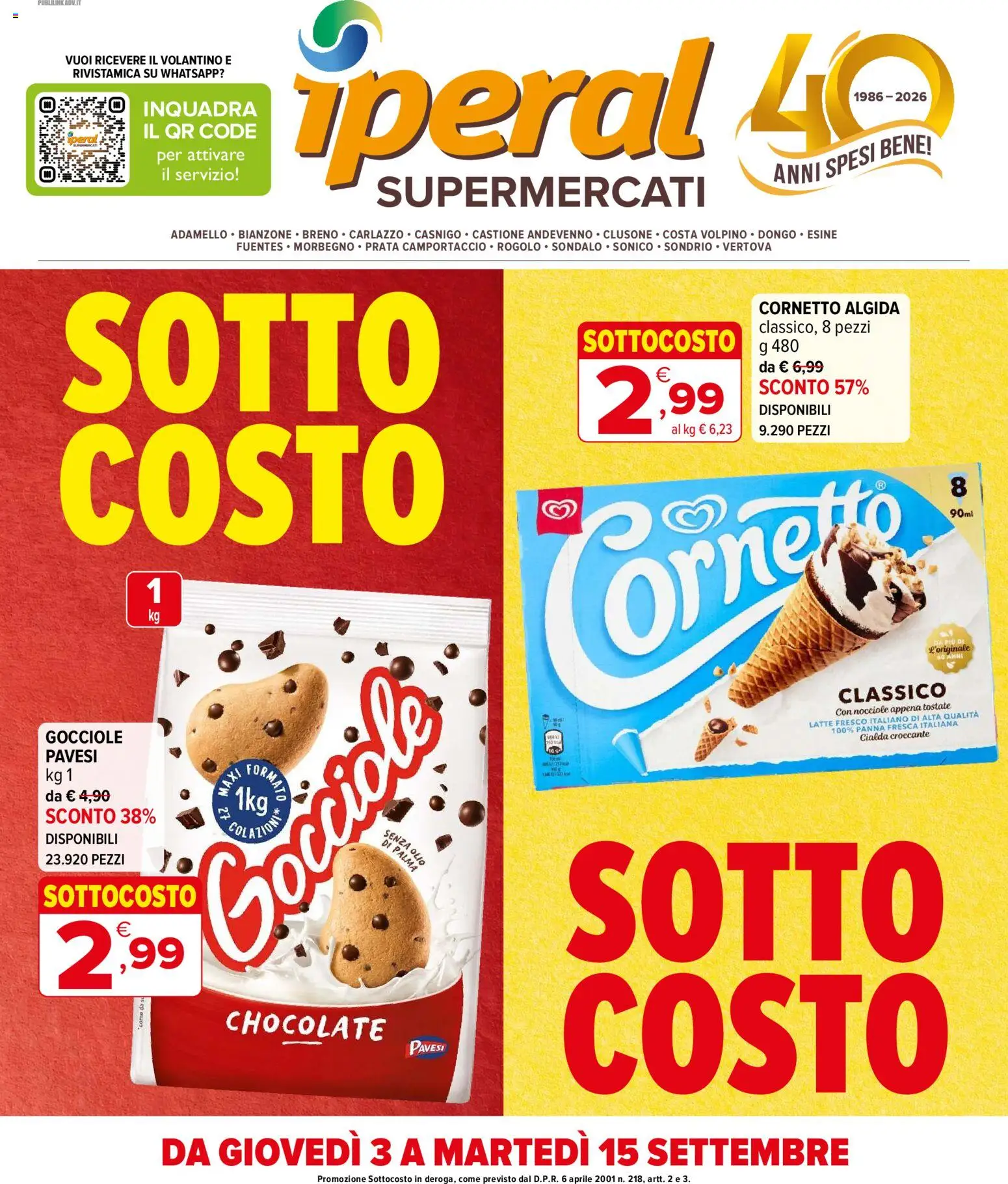 Volantino Iperal del 03/09/2026 | Pagina: 1 | Prodotti: Panna, Latte, Olio, Nocciole
