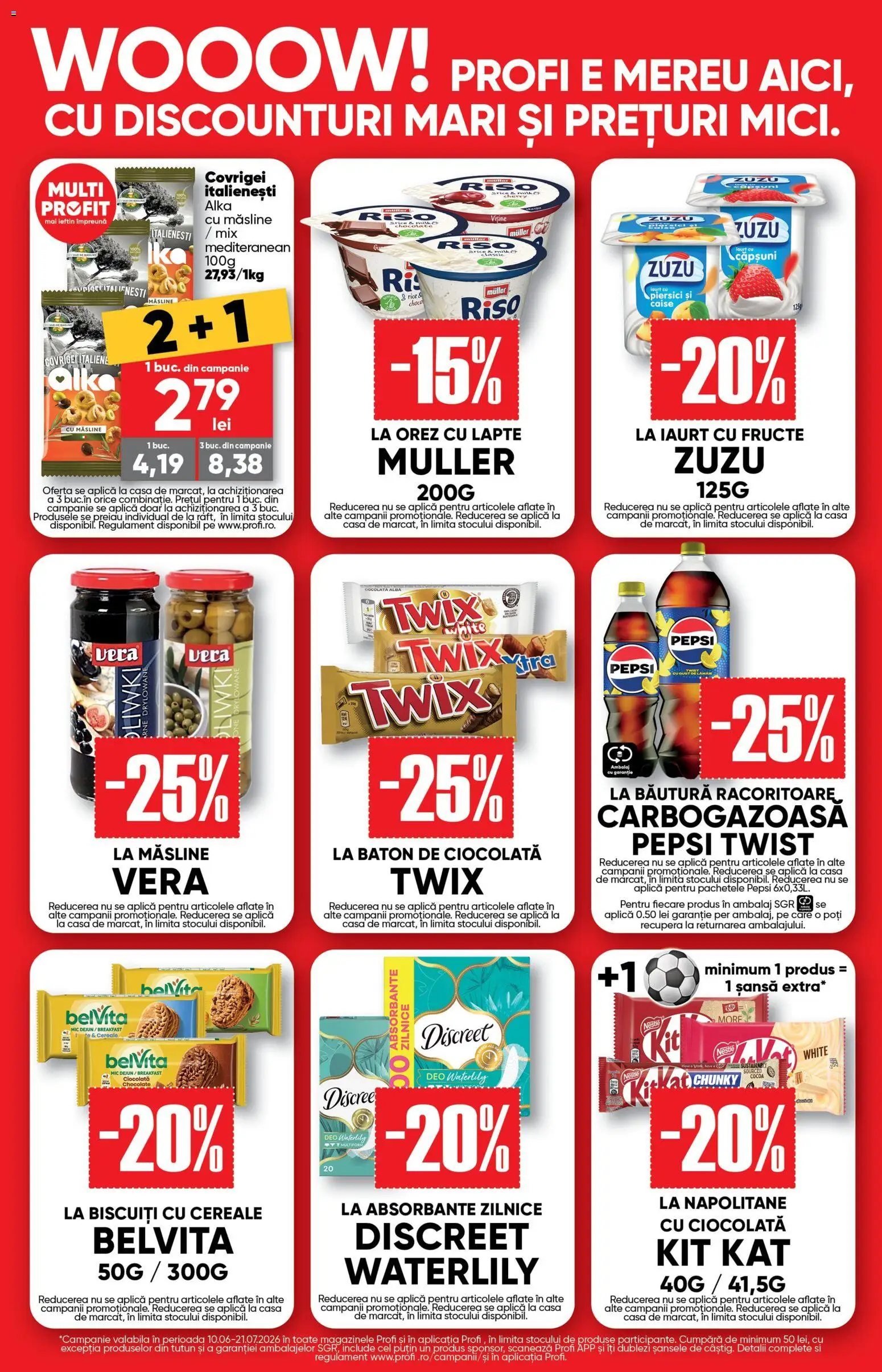 Noul catalog Profi – valabil de la 10.06.2026 | Pagină: 4 | Produse: Măsline, Covrigei, Ciocolată, Biscuiți