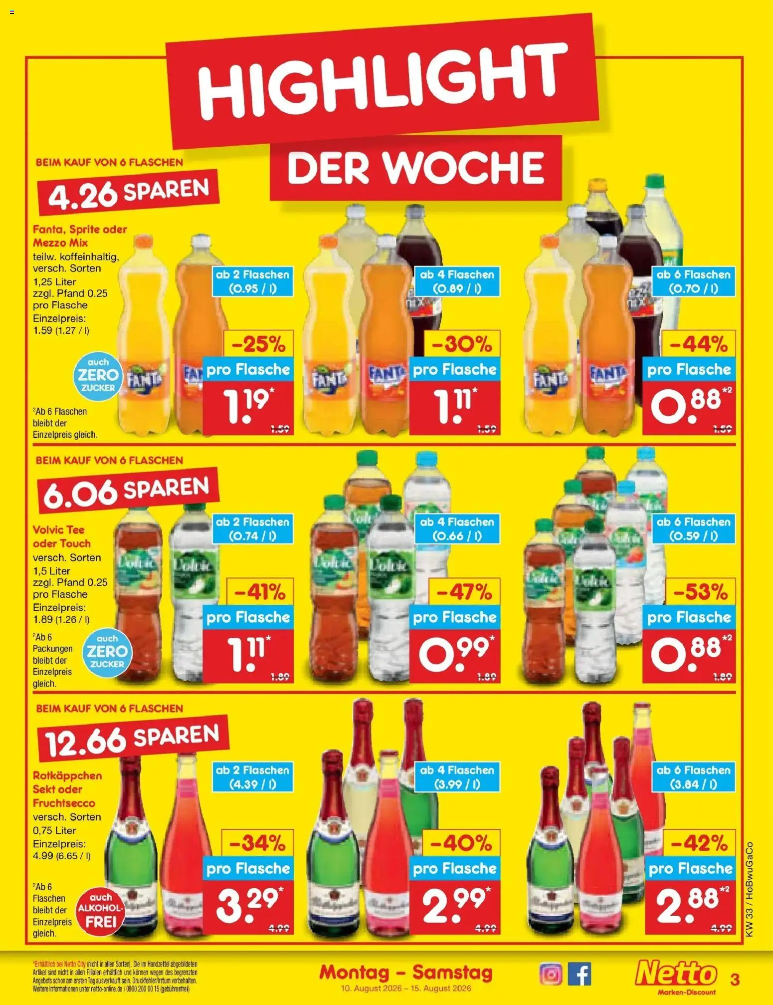 Netto Marken-Discount Prospekt – gültig ab 10.08.2026 | Seite: 3 | Produkte: Mezzo mix, Fanta, Sprite, Fruchtsecco