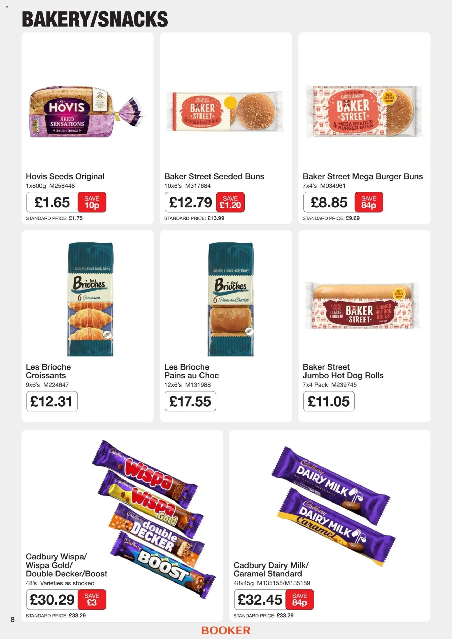 {H1} | Page: 8 | Products: Burger, Milk, Brioche, Bakery