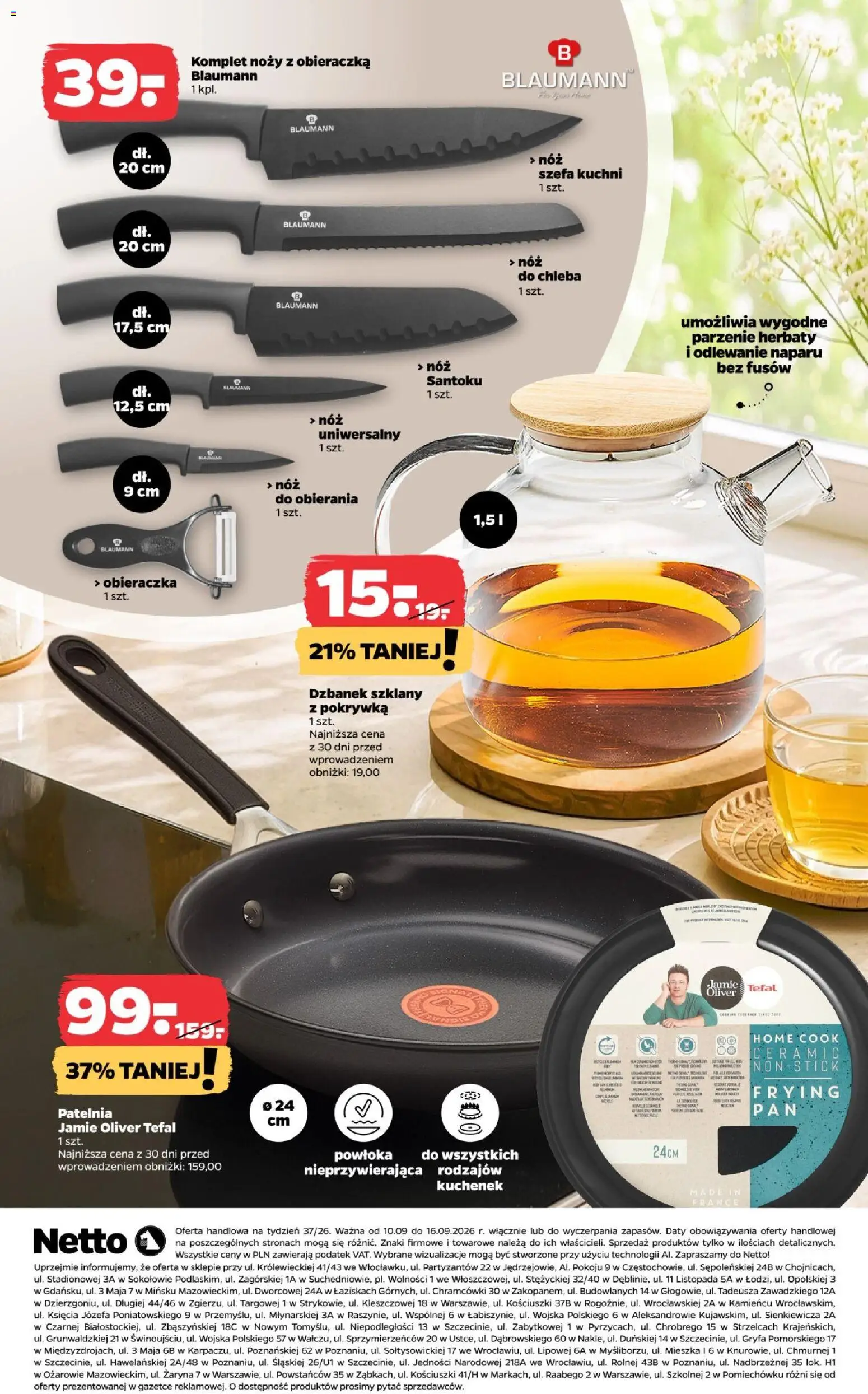 Netto gazetka od czwartku NonFood od 10.09.2026 | Strona: 8 | Produkty: Dzbanek, Patelnia, Obieraczka, Tefal