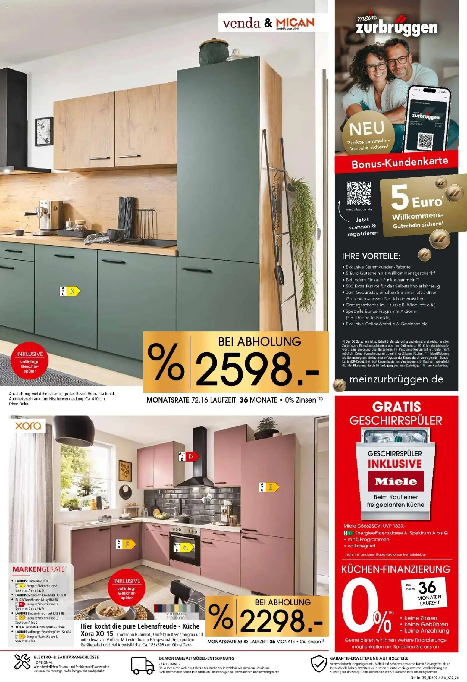 Zurbrüggen Küchen für ihr Zuhause – gültig ab 12.09.2026 | Seite: 3 | Produkte: Miele, Geschirrspüler, Küche, BH