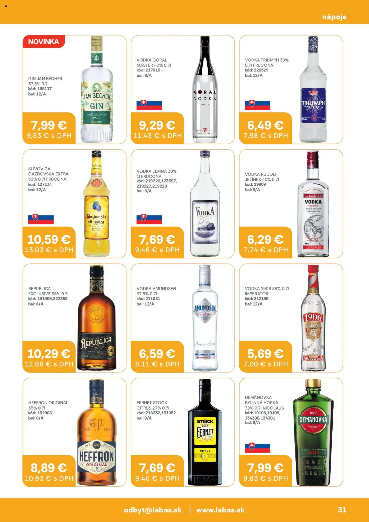 Nové Labaš akcie – leták je platný od 05.06.2026 | Strana: 31 | Produkty: Republica, Slivovica, Vodka, Amundsen vodka