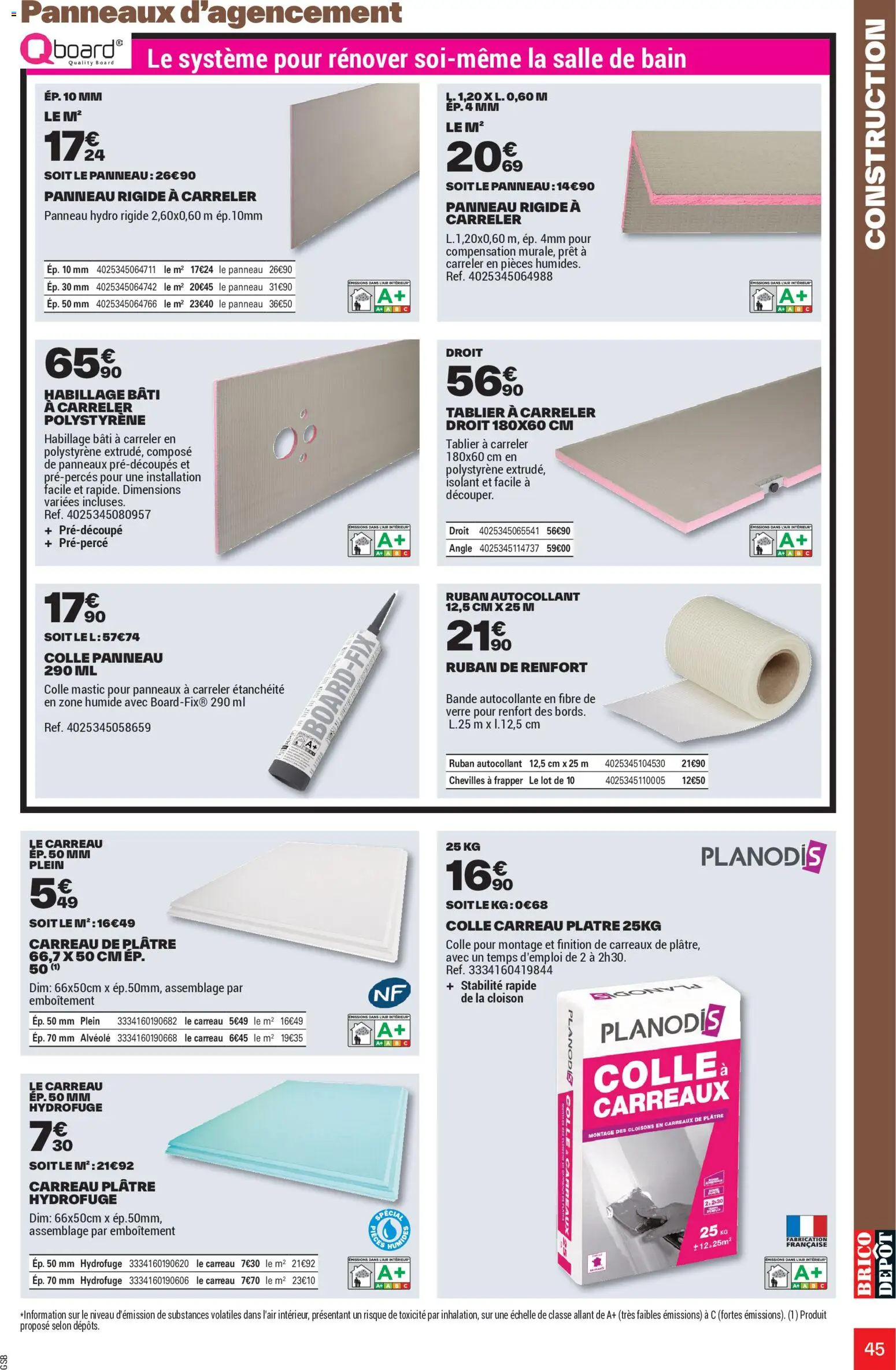 {H1} | Page: 45 | Produits: Tablier, Plâtre, Colle