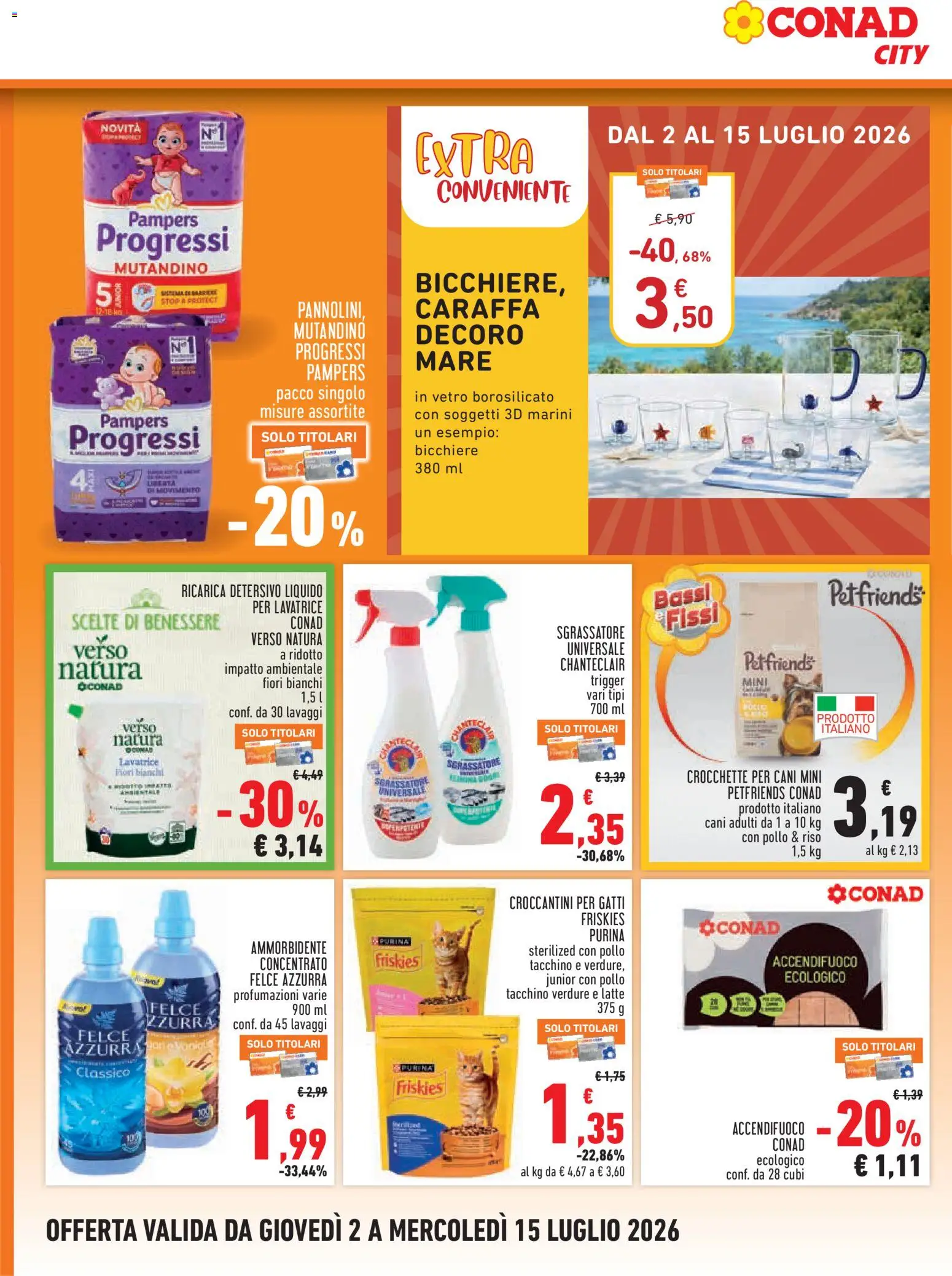 Volantino Conad del 02/07/2026 | Pagina: 14 | Prodotti: Tacchino, Latte, Crocchette, Lavatrice