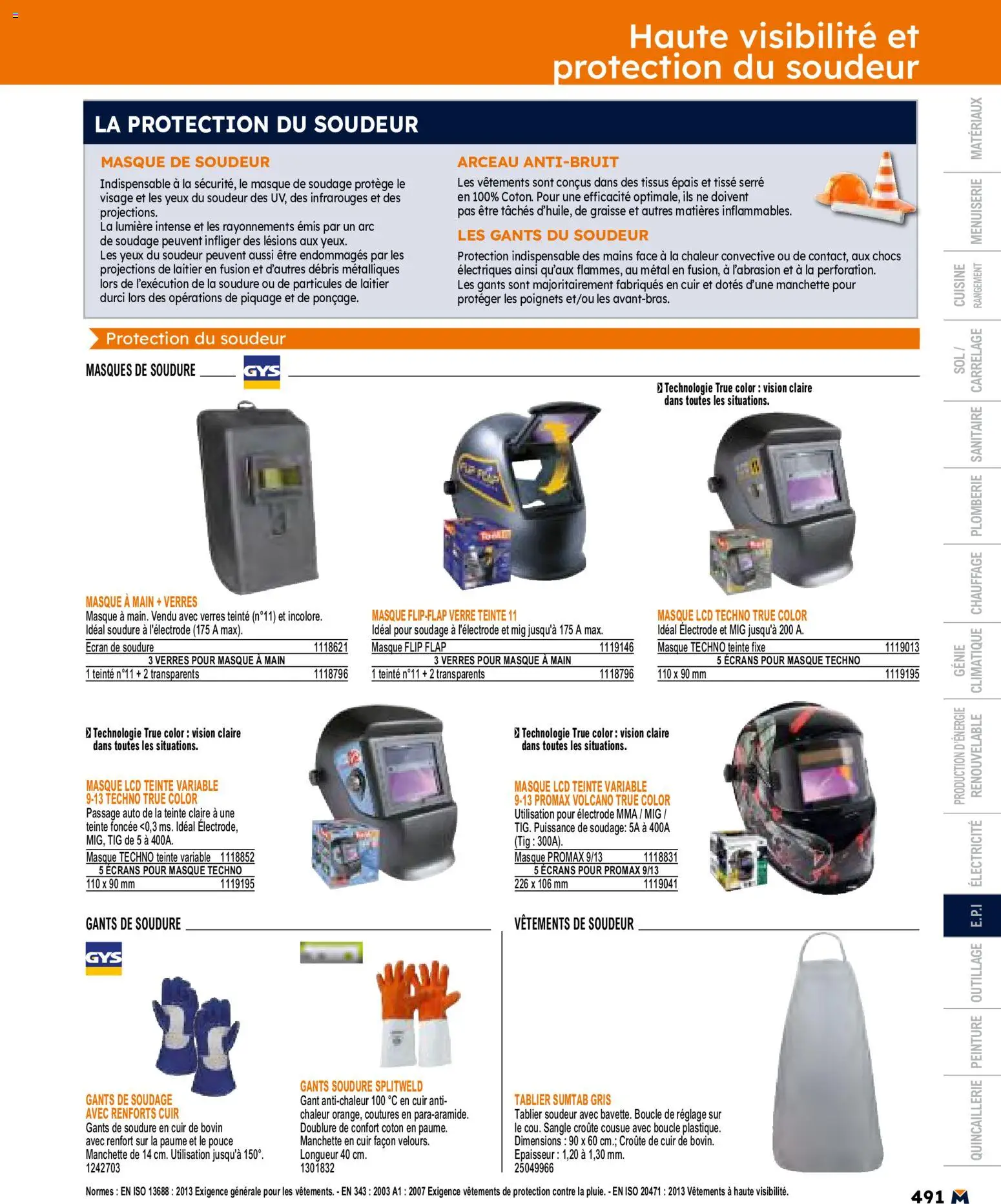 {H1} | Page: 491 | Produits: Tablier, Masque, Vêtements, Gants
