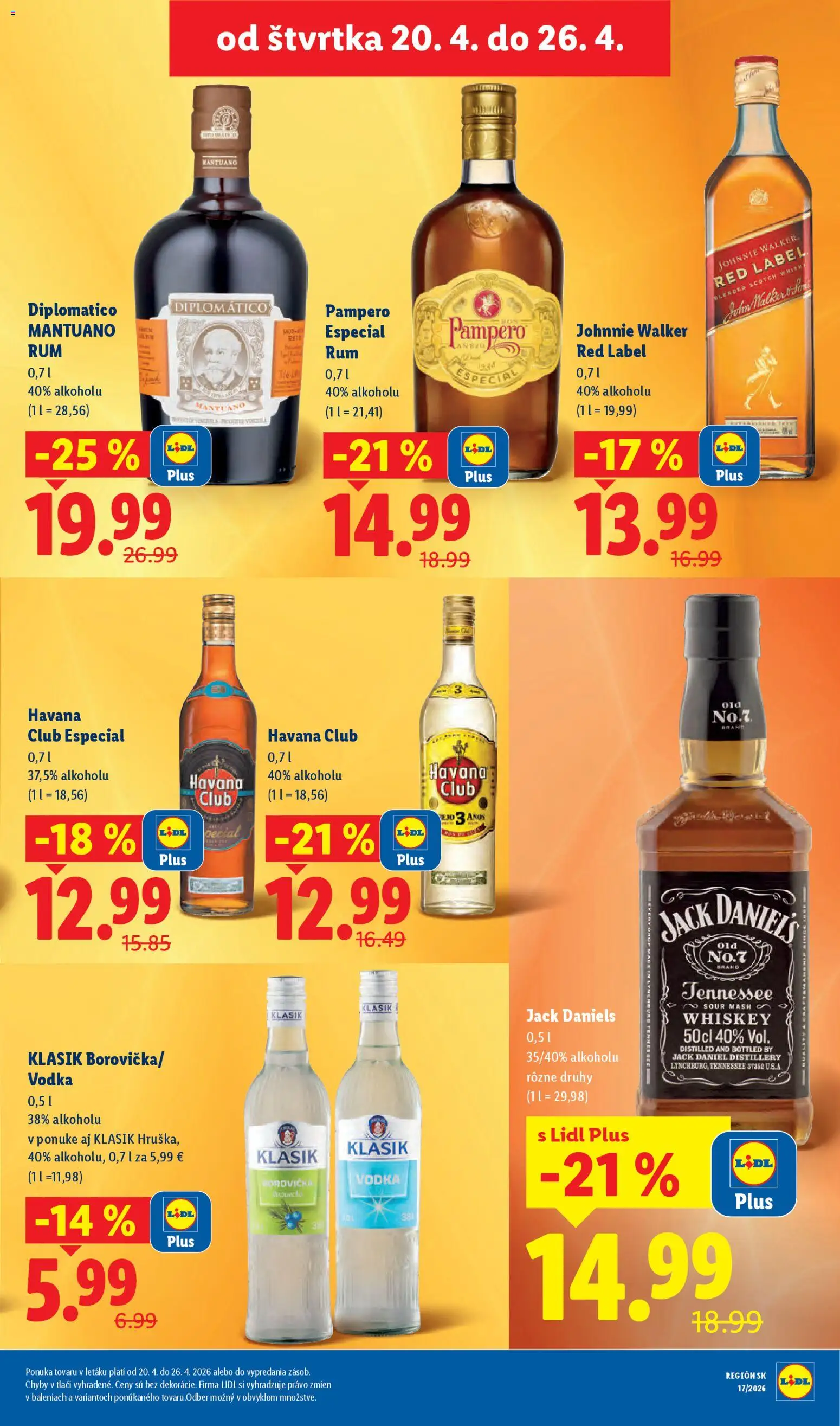 Nové Lidl akcie – leták je platný od 20.04.2026 | Strana: 79 | Produkty: Diplomatico, Whisky, Rum, Jack Daniel's