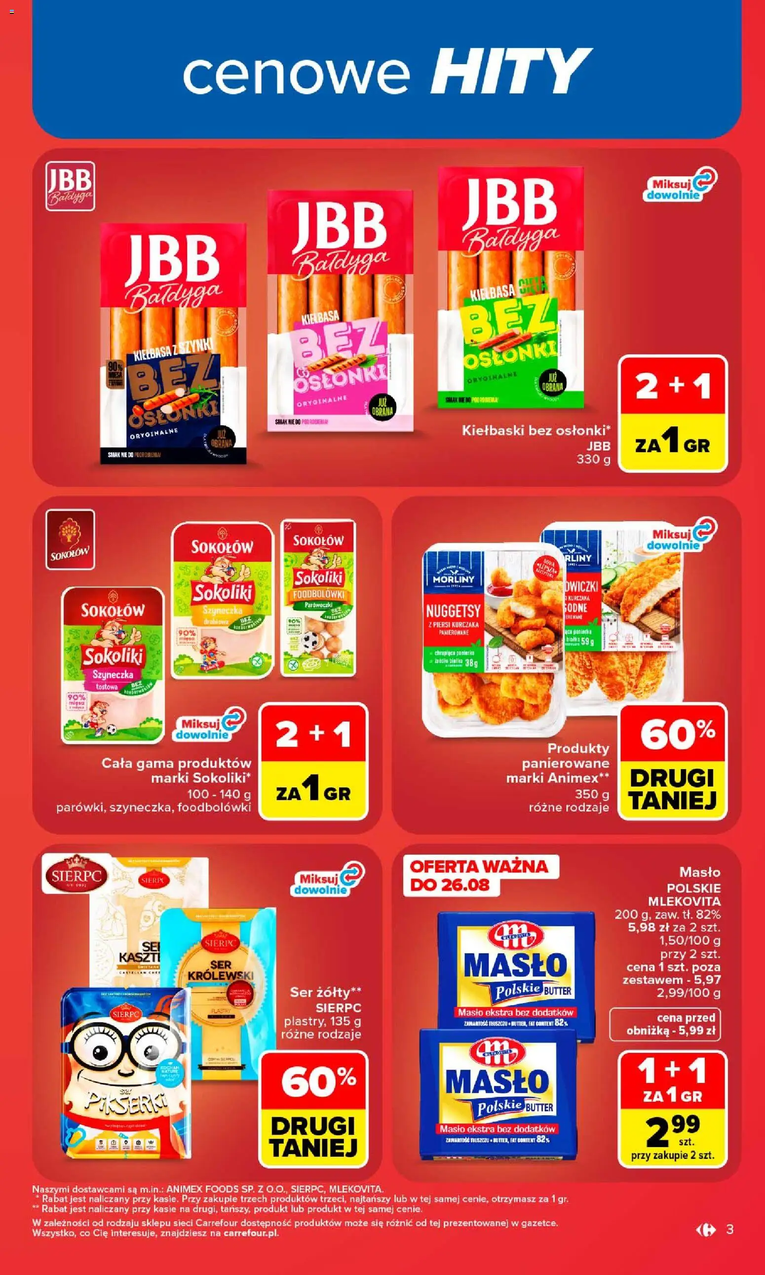 Carrefour gazetka od 24.08.2026 | Strona: 5 | Produkty: Piersi, Mięso, Kiełbaski, Nuggetsy