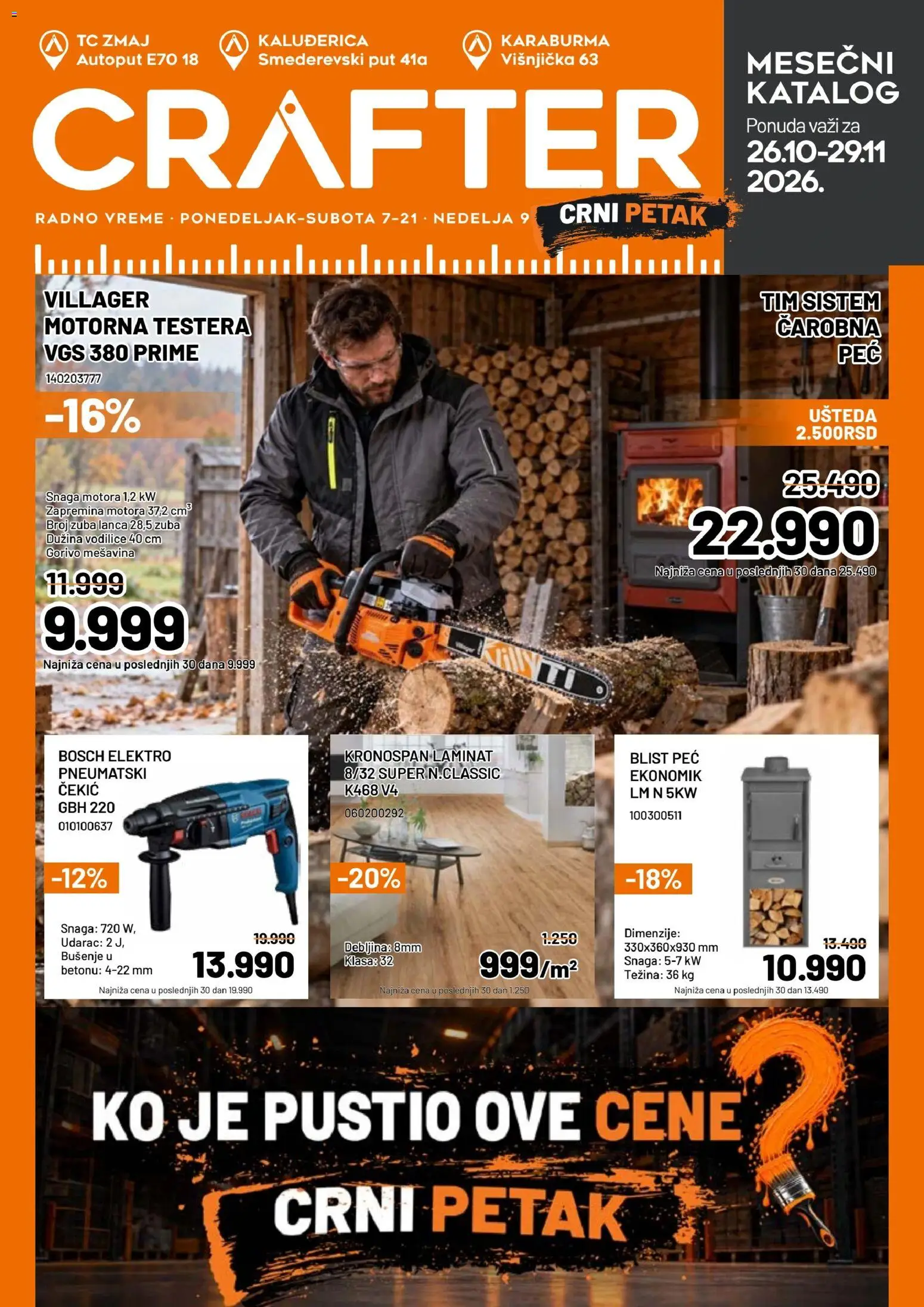 Crafter katalog - važi od 26.10.2026 | Strana: 1 | Proizvode: Bosch, Čekić, Motorna testera