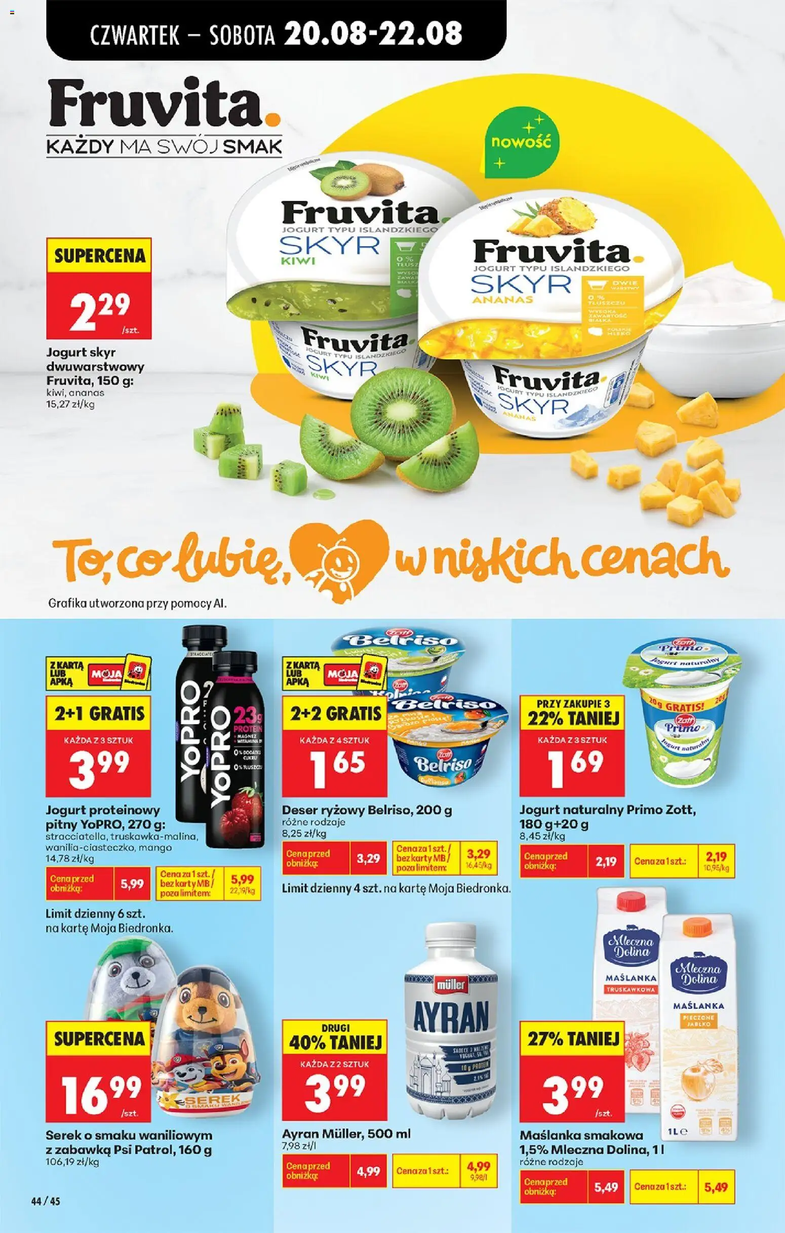 Biedronka Polsko leták - Codziennie niskie ceny od 20.08.2026 | Strana: 58 | Produkty: Jogurt, Skyr, Karty, Protein