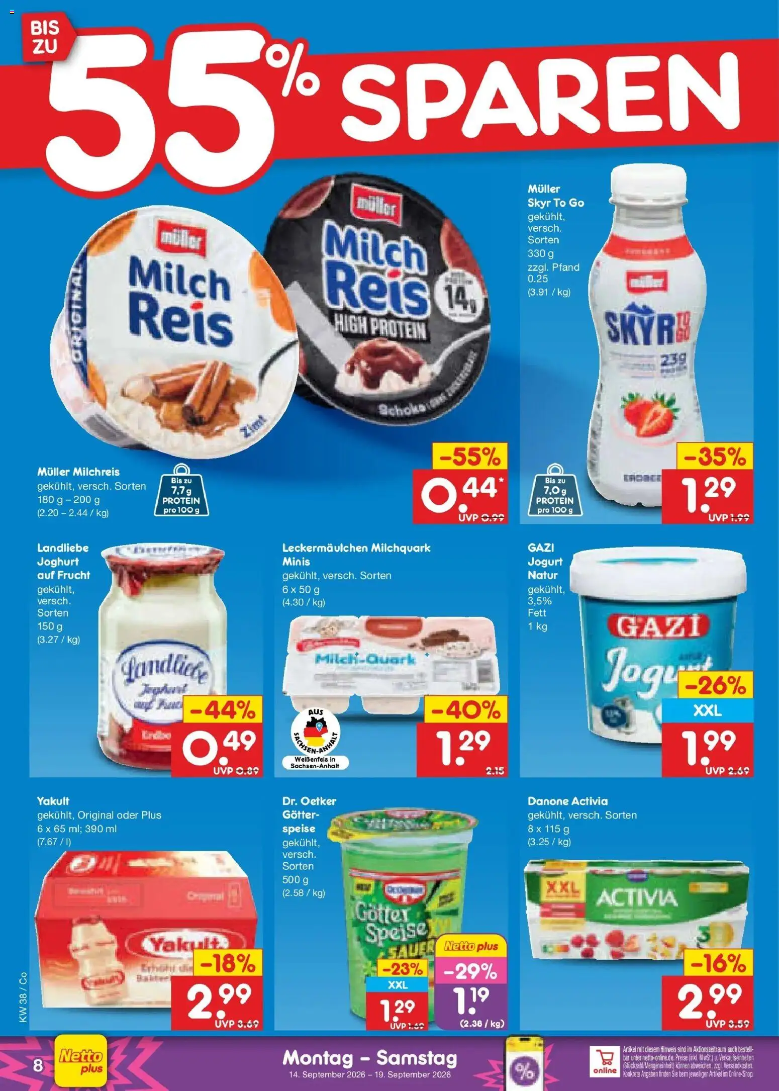 Netto Marken-Discount Prospekt Leipzig – gültig ab 14.09.2026 | Seite: 10 | Produkte: Danone activia, Milch, Skyr, Reis